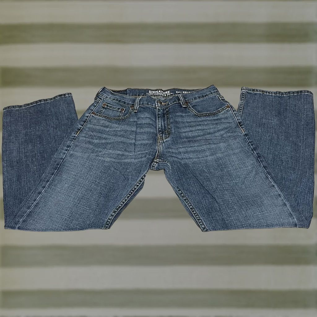 Vintage VINTAGE Signature By Levi Strauss Jeans Men Relaxed Blue 31x30 29x30 Tag S61 31x30 Belt Loops Pop Logo Denim Accessories Pockets Rise Low 8-10in Size US 31 - 1 Thumbnail