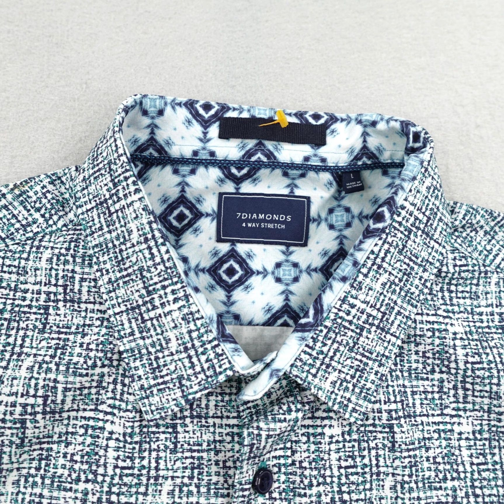 Vintage 7 Diamonds Shirt Mens Large Blue Fascination Street 4 Way Stretch Button Up Size US L / EU 52-54 / 3 - 2 Thumbnail