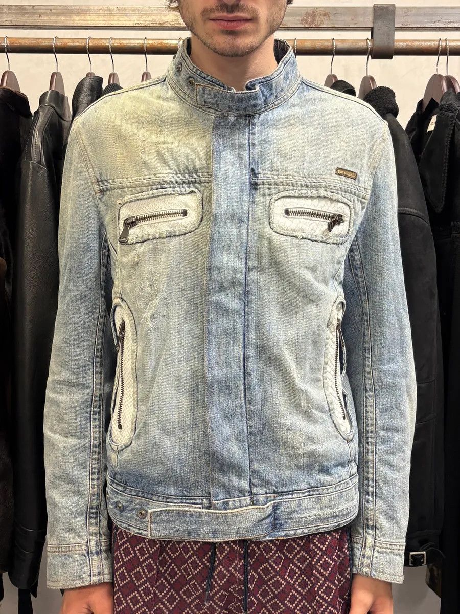 Dolce & Gabbana SS2005 Dolce & Gabbana Apocalyptic Biker Denim Jacket Size US M / EU 48-50 / 2 - 4 Thumbnail