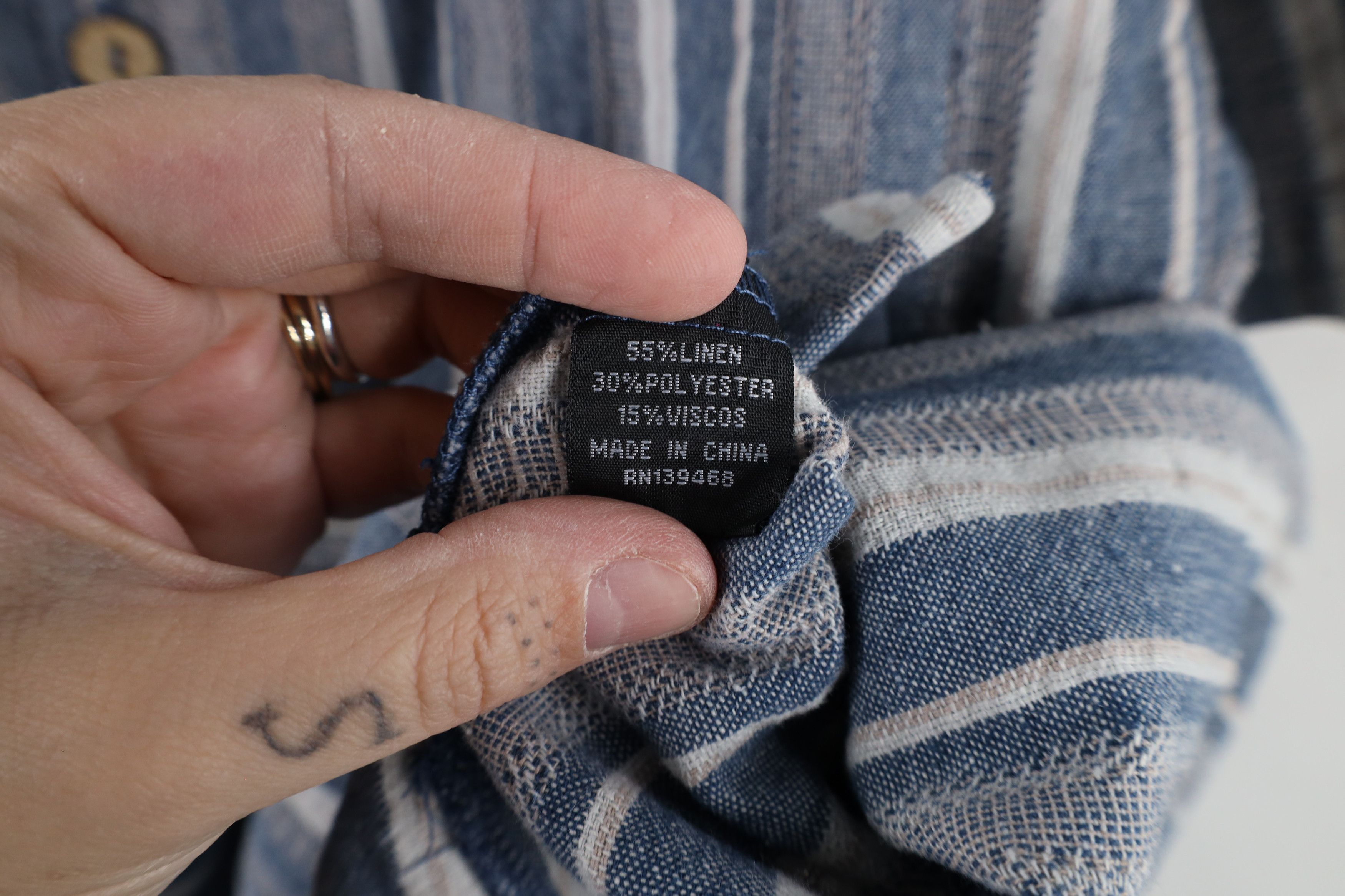 Vintage Vintage 90s Streetwear Linen Blend Camp Collar Button Shirt Size US L / EU 52-54 / 3 - 6 Thumbnail
