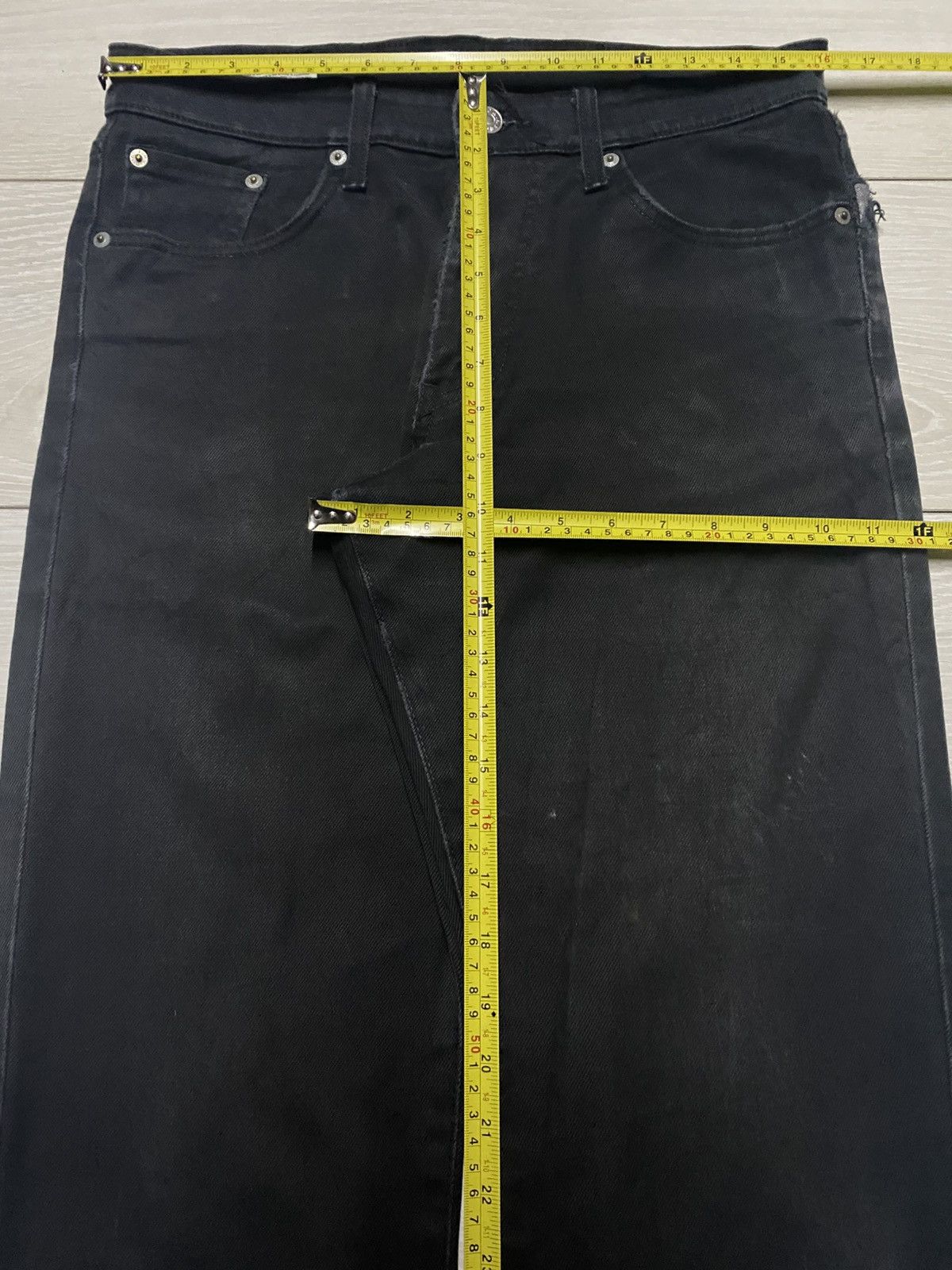 Japanese Brand Vintage Edwin 503 Black Denim Distressed Loose Jeans Size US 32 / EU 48 - 14 Thumbnail
