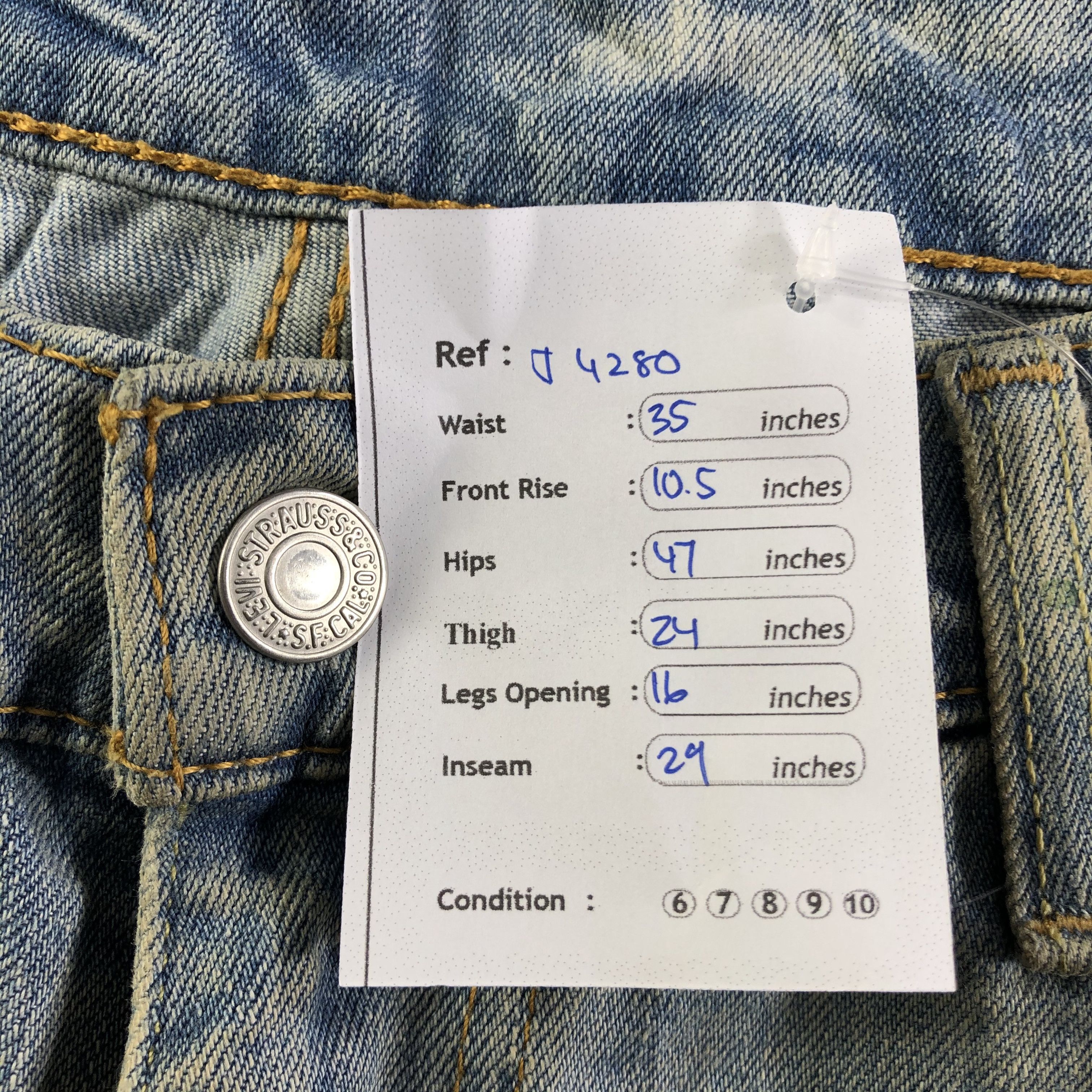 Levi's Vintage Light Wash Levis 513 Jeans-J4280 Size US 35 - 12 Thumbnail