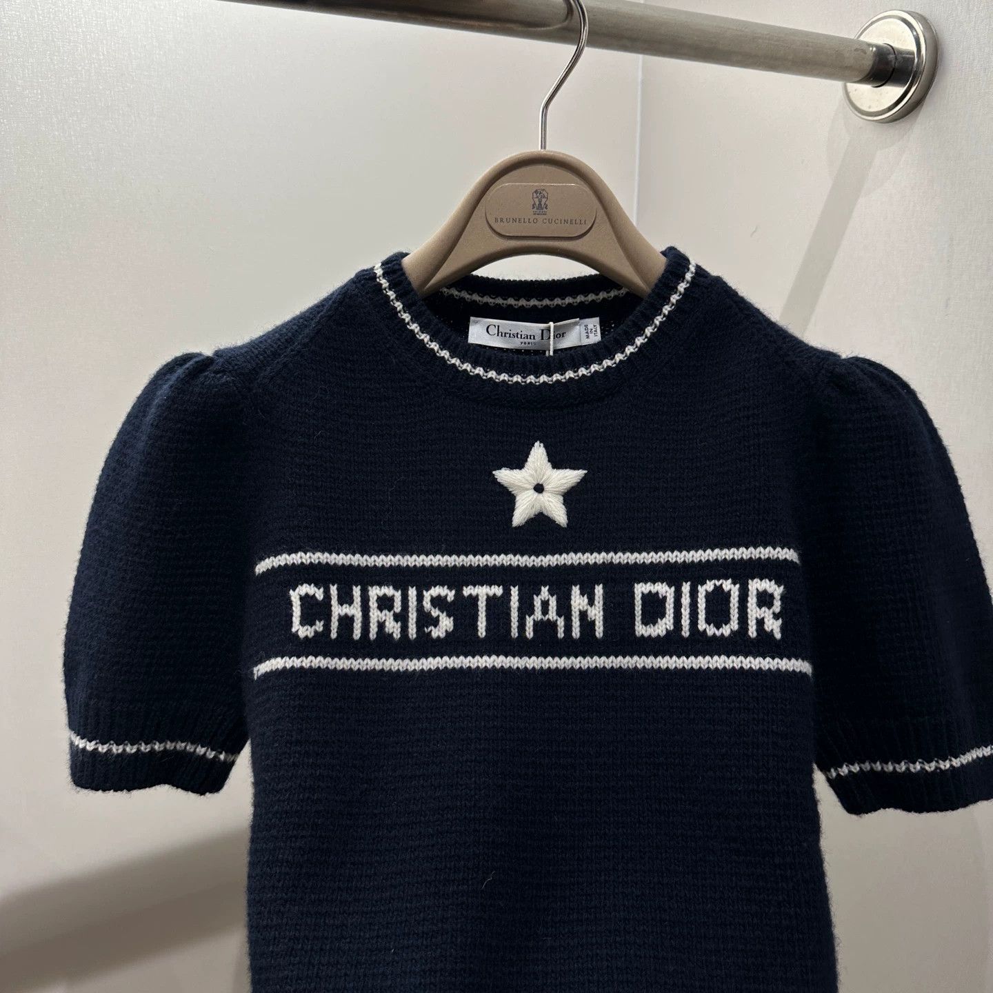 Christian Dior Monsieur Dior mar586 Star Motif Knit Short Sleeve Wool 36 Size XS / US 0-2 / IT 36-38 - 6 Thumbnail