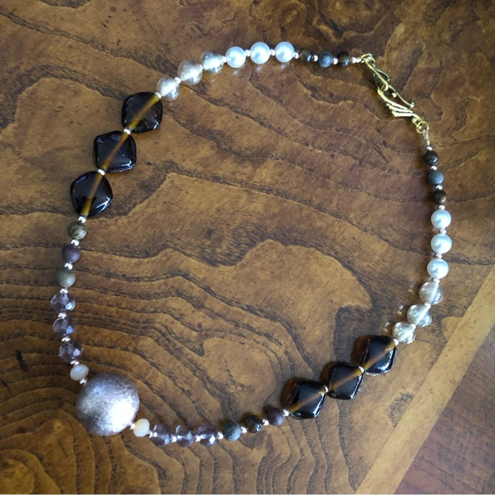 Handmade Handcrafted recycled vintage genuine stone necklace Size ONE SIZE - 7 Thumbnail