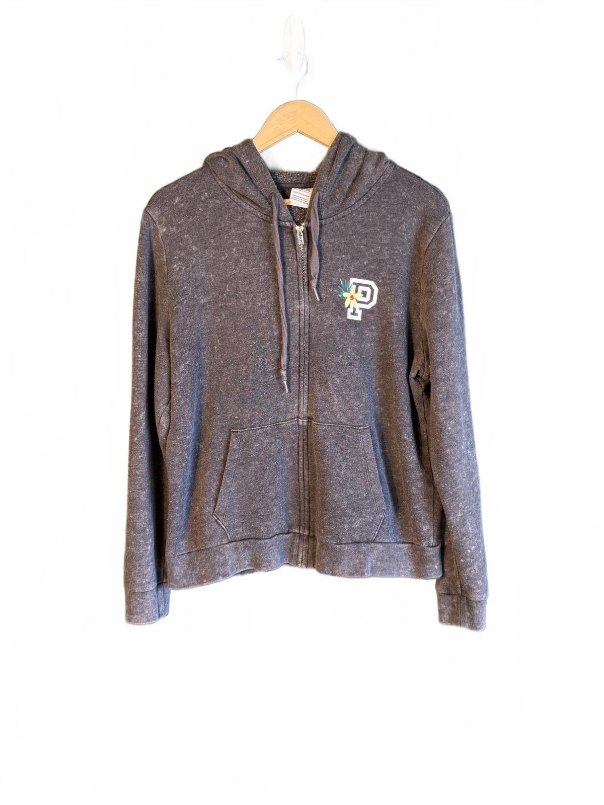 Other Victoria's Secret PINK Women's Gray Zip-Up Hoodie with Logo Size XL / US 12-14 / IT 48-50 - 1 Thumbnail