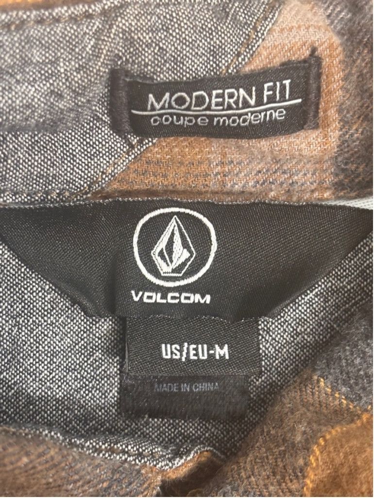 Volcom Men's Volcom Flannel Shirt Size M Brown Gray Plaid Size US M / EU 48-50 / 2 - 7 Thumbnail