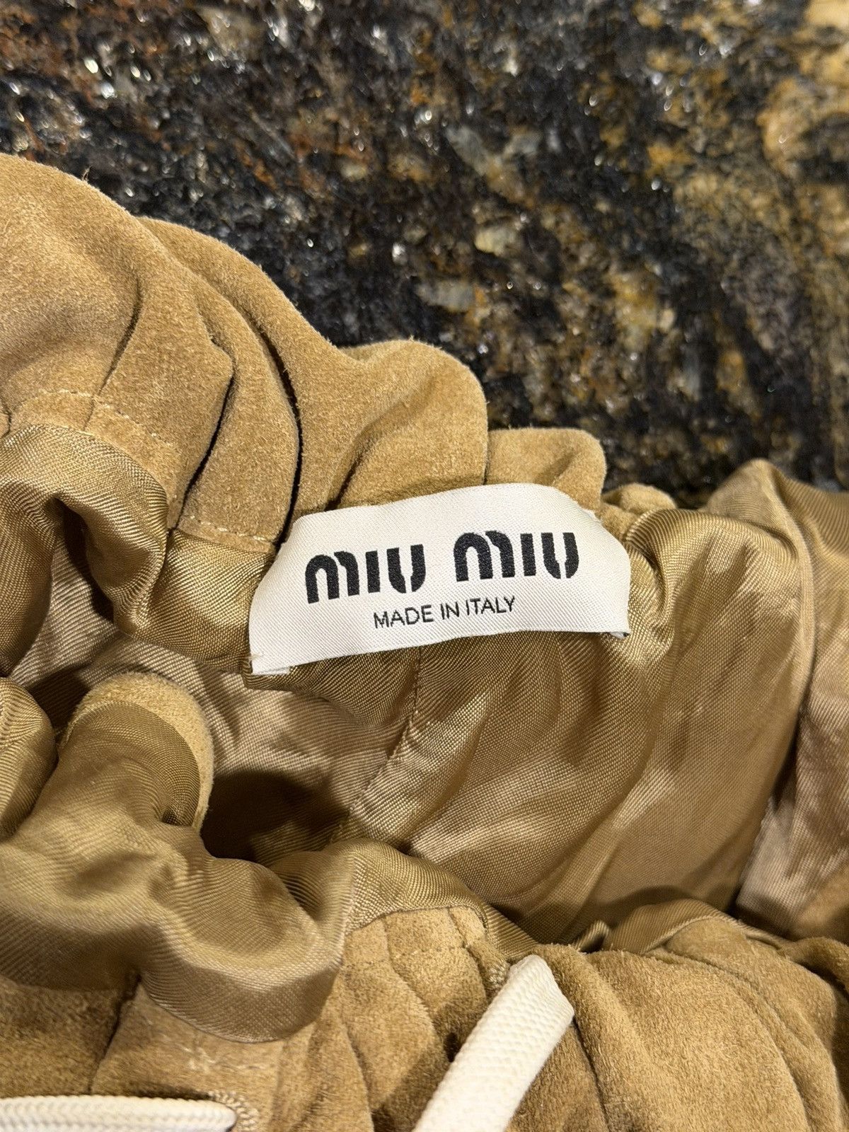 Miu Miu Miu Miu Suede Calf Leather Camel Mini Skirt Size 26" / US 2 / IT 38 - 8 Thumbnail