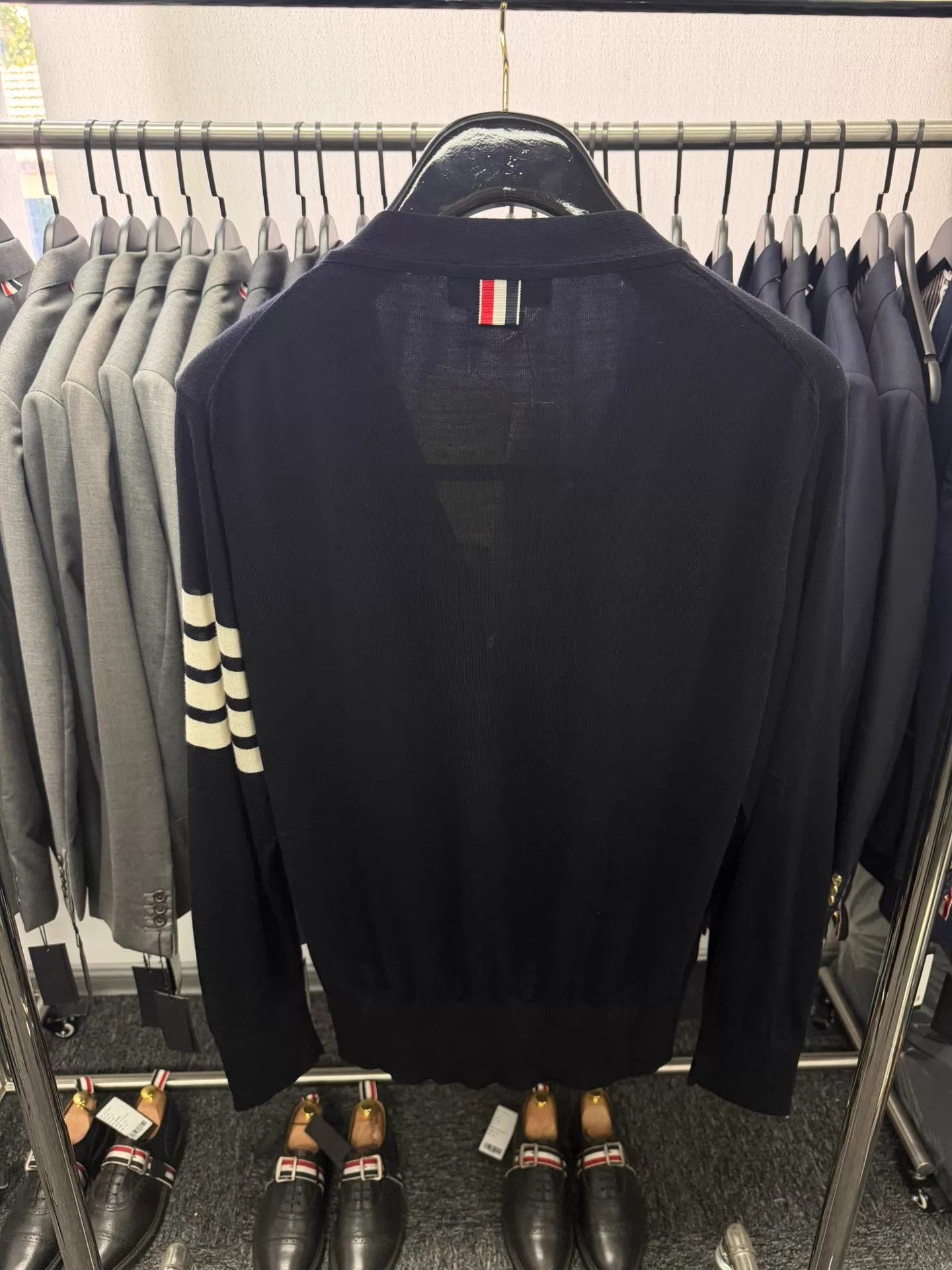 Thom Browne Thom Browne Men's 4-Bar Navy Blue Wool Cardigan Size 2 Size US M / EU 48-50 / 2 - 2 Thumbnail