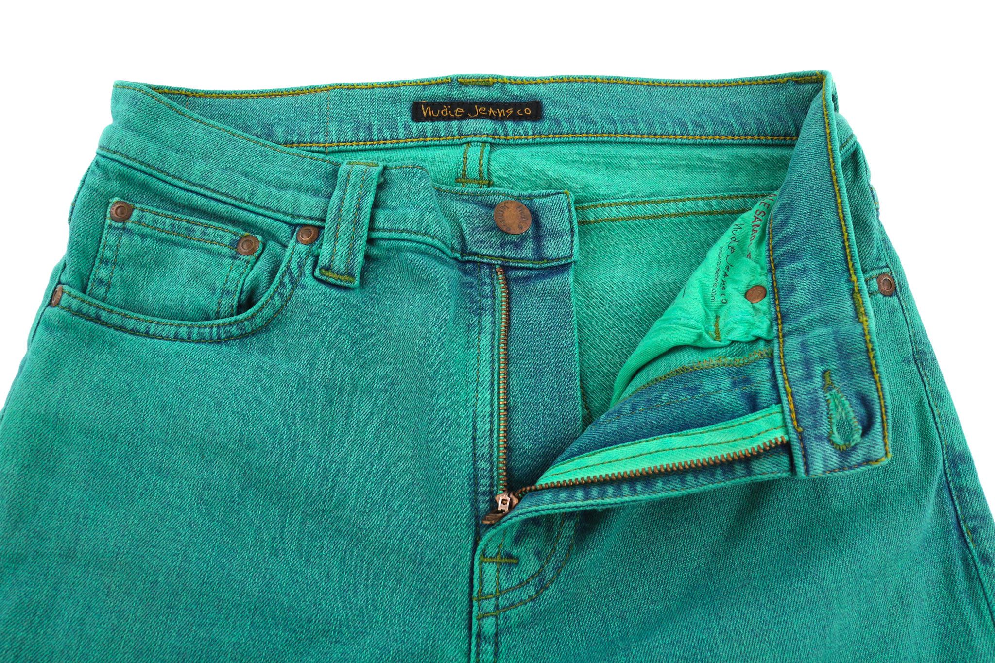 Nudie Jeans HIGH KAI W28/L34 Organic Green Denim Jeans 81630 Size US 28 / EU 44 - 4 Thumbnail