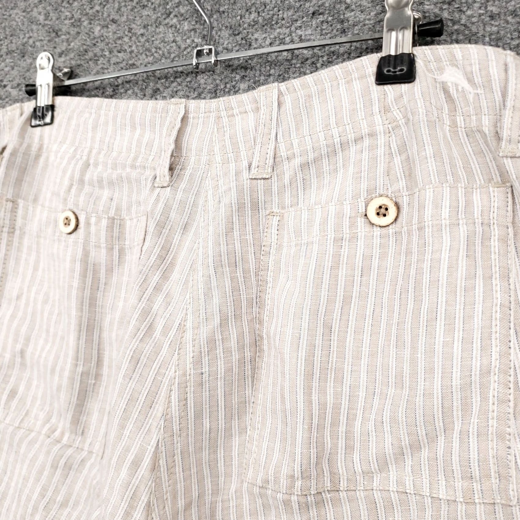 Tommy Bahama Tommy Bahama Pants Women Beige Capri Striped Flat Front Linen Mid Rise Pocket Size 28" / US 6 / IT 42 - 7 Thumbnail