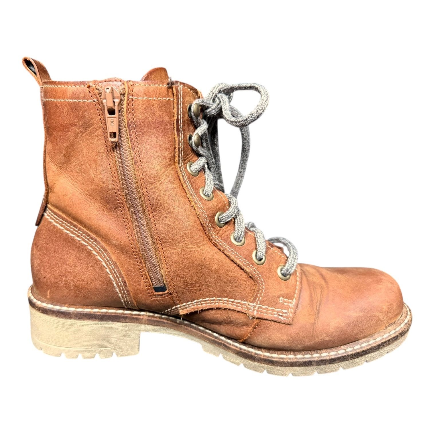 Ecco Ecco Brown Leather Lace-Up Zip Combat Boots US 6.5 EU 37 Size US 6.5 / IT 36.5 - 8 Thumbnail