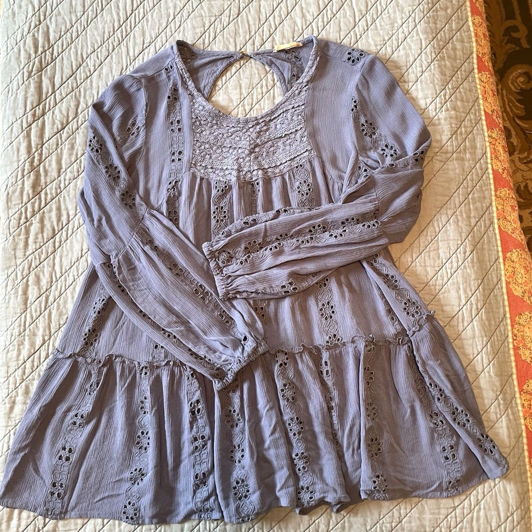 Vintage Altar'd State Blouse Shirt Women Small Blue Eyelet Lace Puff Sleeve Boho Hippie Floral Peasant Vintage: No Size S / US 4 / IT 40 - 5 Thumbnail