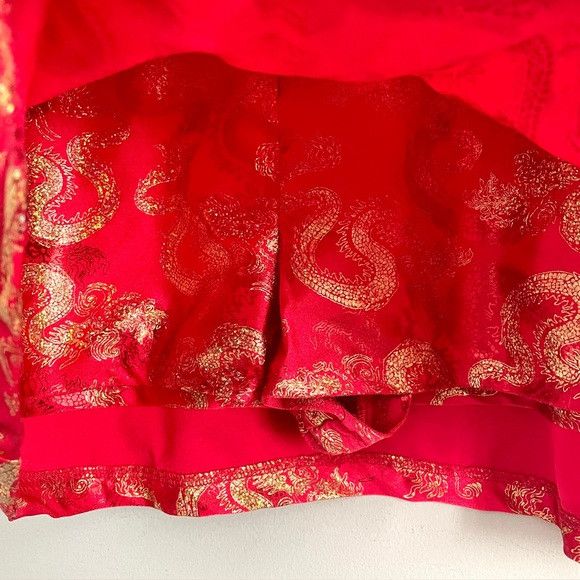 Other Vintage Y2K Red Gold Dragon Print Mini Skort - 0-2 / XXS-XS Size 26" / US 2 / IT 38 - 4 Thumbnail
