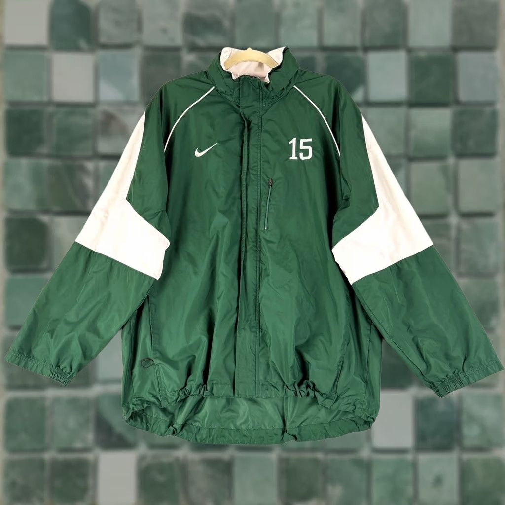 Nike VINTAGE Nike Clima-FIT Windbreaker Jacket Mens XL Green Full Zip Swoosh Size US XL / EU 56 / 4 - 1 Thumbnail