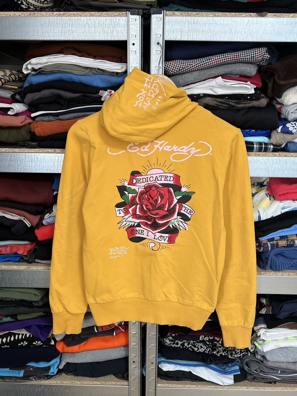 Ed Hardy Ed Hardy Y2K Style Full Zip Big Logo Hoodie Yellow Size XL Size XL / US 12-14 / IT 48-50 - 1 Thumbnail