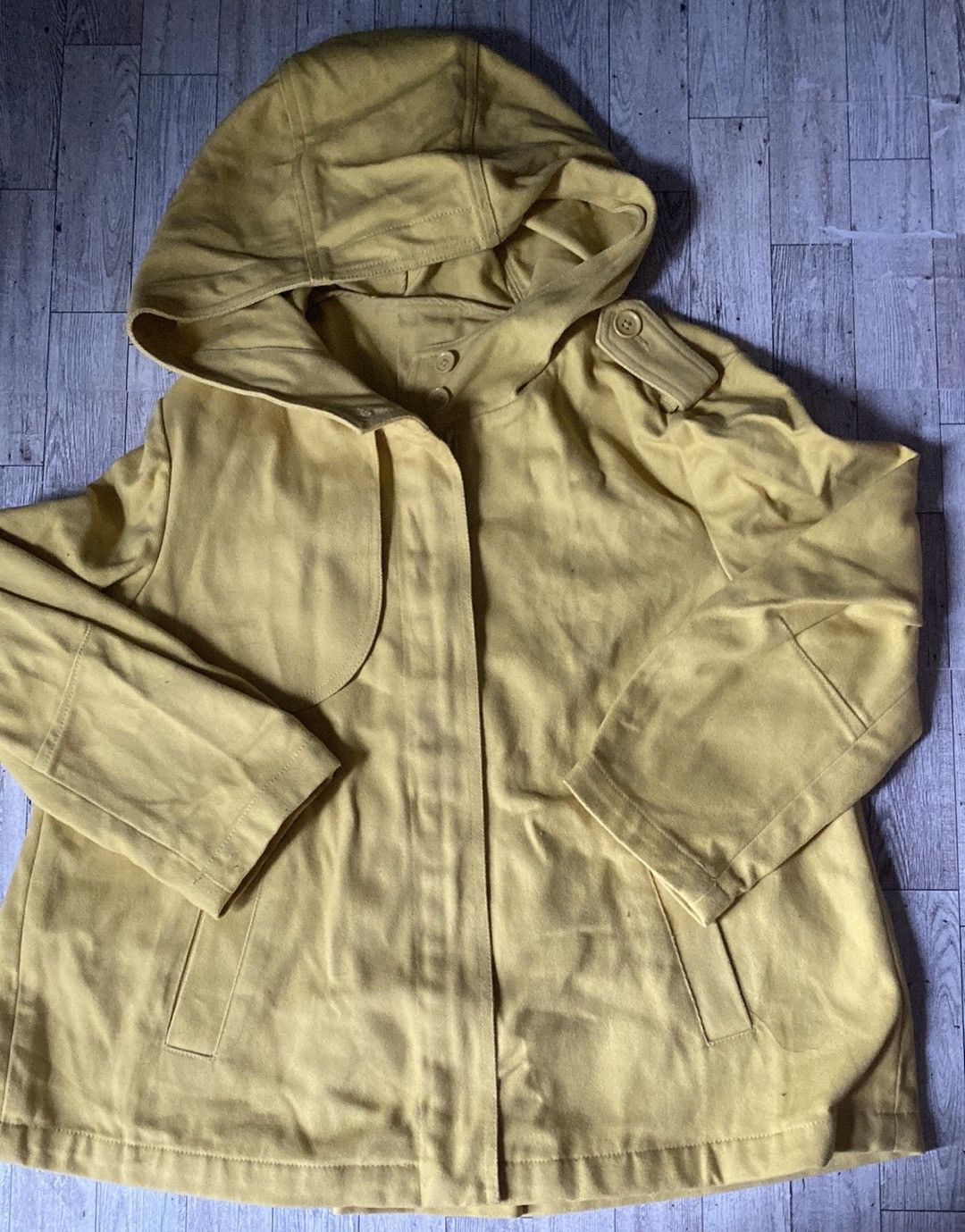 Gap Gap, Mustard, Tent Style, Hooded Jean Jacket Size M / US 6-8 / IT 42-44 - 7 Thumbnail