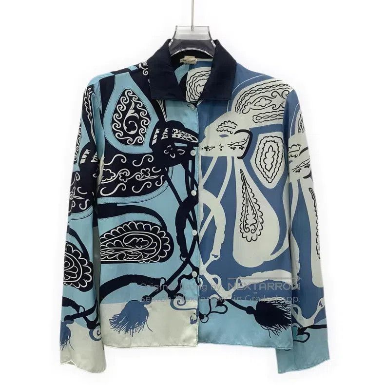 Hermes Hermes Color-Blocked Pattern Printed Mulberry Silk Lapel S Size XXS / US 00 / IT 34 - 1 Thumbnail