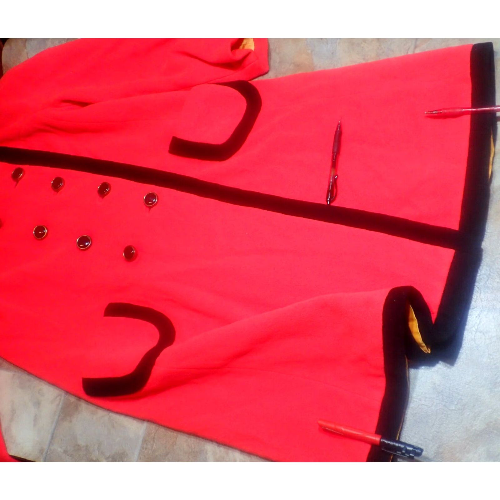 Doublet VINTAGE MERI K Womens M Red Wool Double Breasted Collared Trench Coat 1970s Classic Menswear Size M / US 6-8 / IT 42-44 - 6 Thumbnail