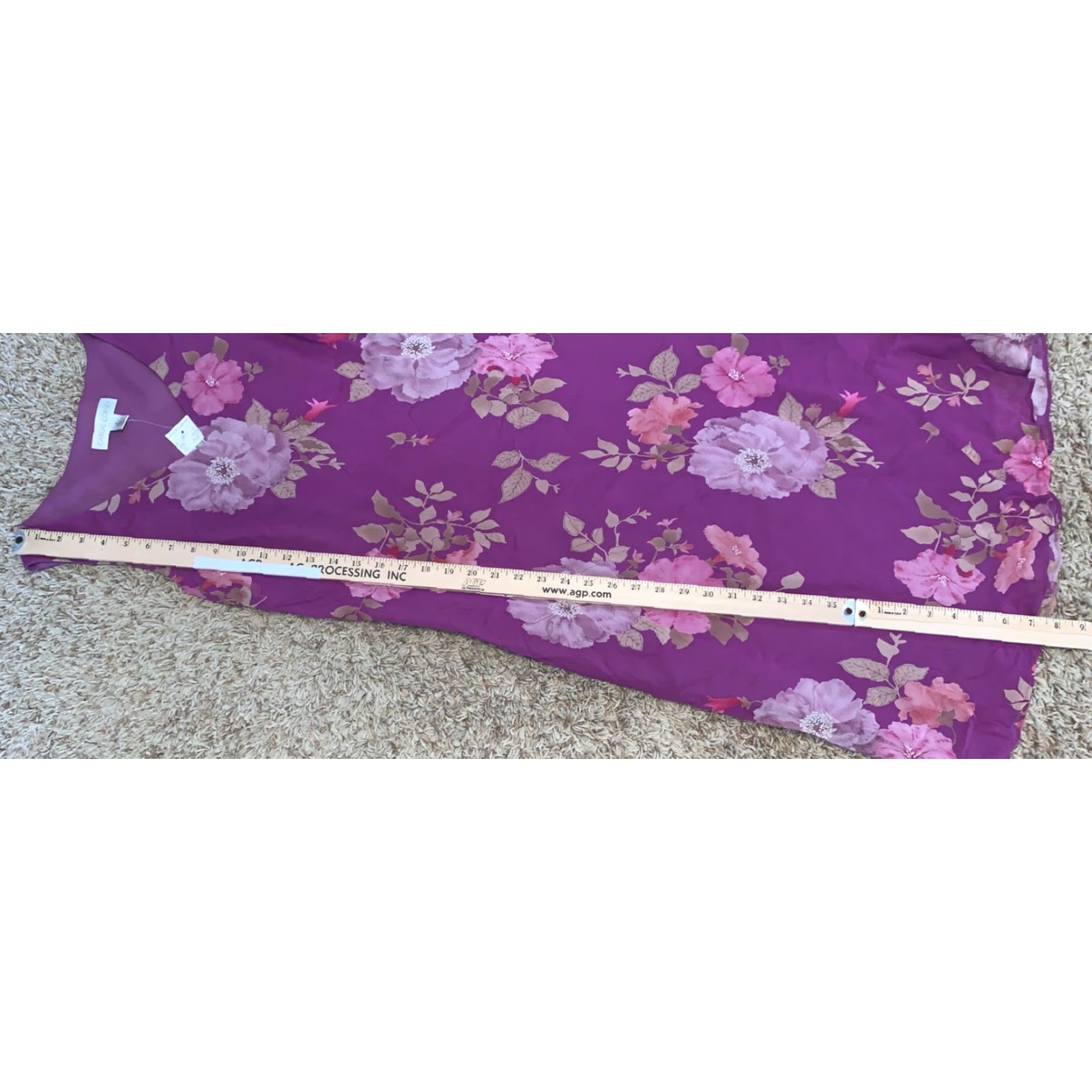 Vintage Casual Corner Silk Slip Dress Womens 8 Purple V-Neck Sleeveless Midi Lined NWT Flower Party/Cocktail Size M / US 6-8 / IT 42-44 - 4 Thumbnail