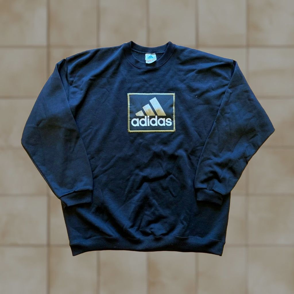 Adidas VINTAGE adidas Shirt Mens L Black and Gold Sweatshirt Crewneck Size Embroidered 90s Square Size US L / EU 52-54 / 3 - 1 Thumbnail