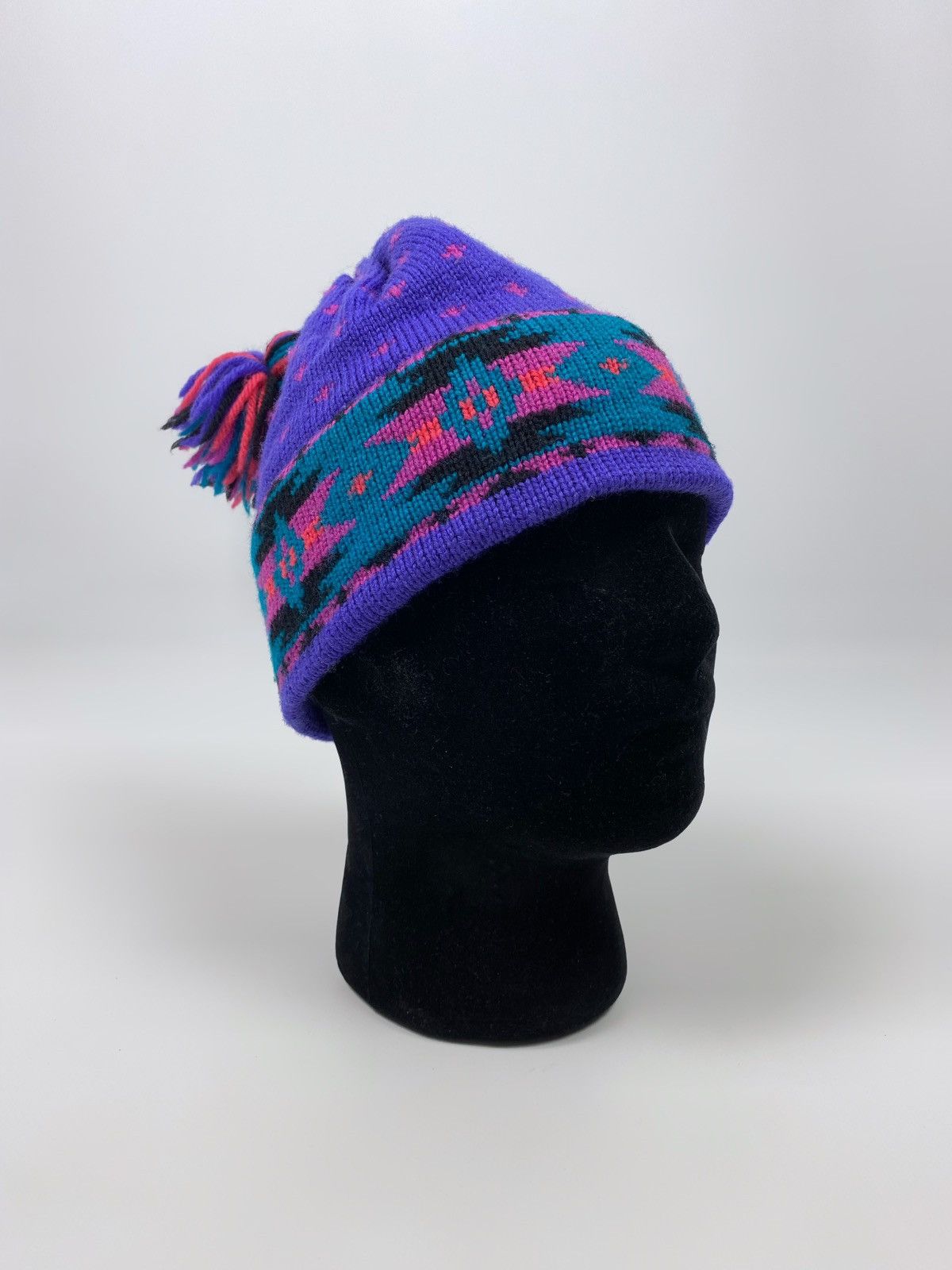 Vintage 1990’s Vintage Novelty Knitwear Aztec Toque Beanie Hat Size ONE SIZE - 2 Thumbnail