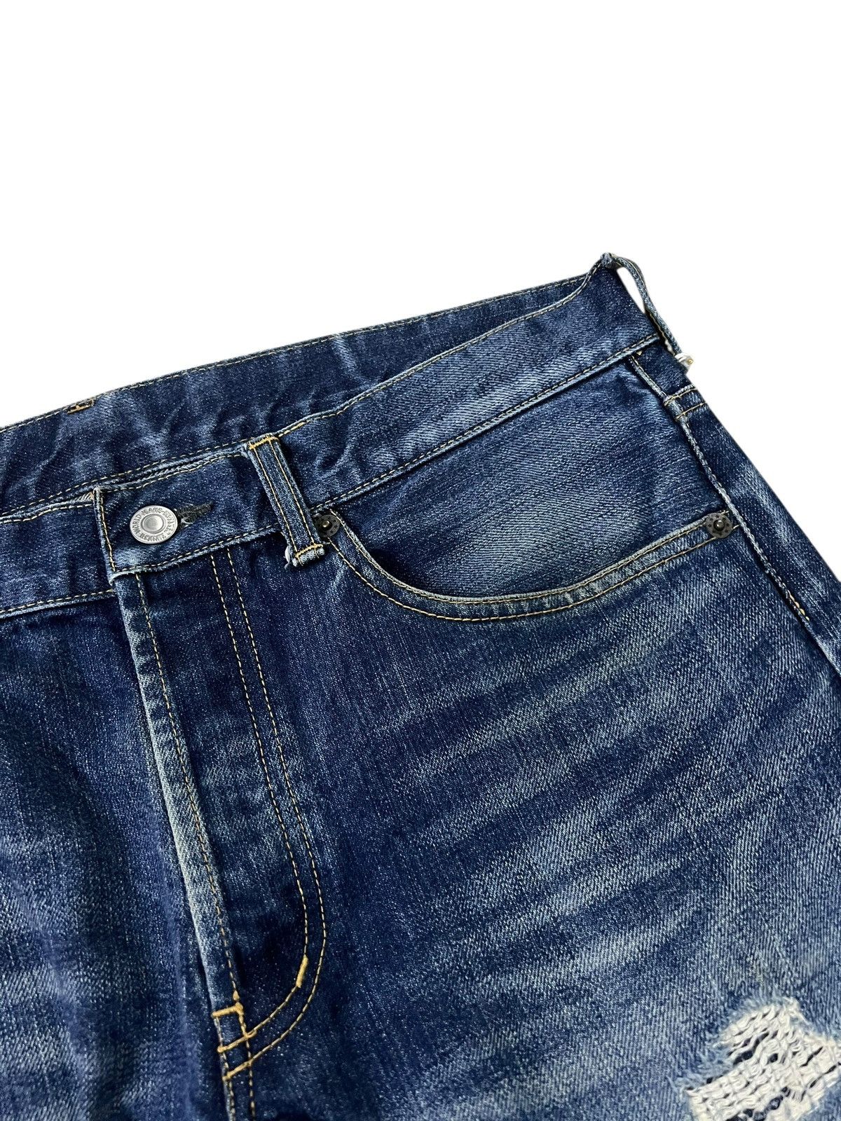 Japanese Brand Takeo Kikuchi Painted Pactwork Jean Japan Size US 33 - 12 Thumbnail