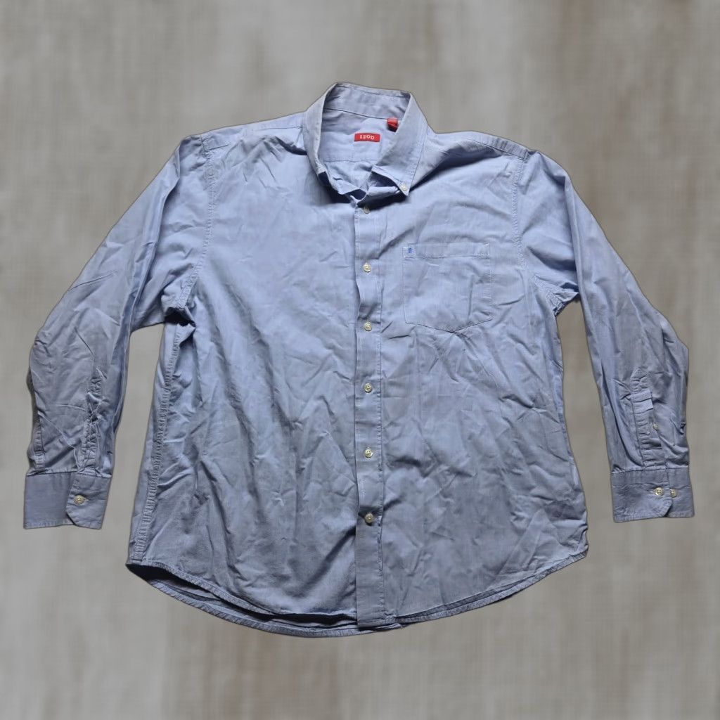 Izod IZOD Dress Shirt Solid Blue Long Sleeve Button-Up XL Regular Fit Mens Size US XL / EU 56 / 4 - 1 Thumbnail
