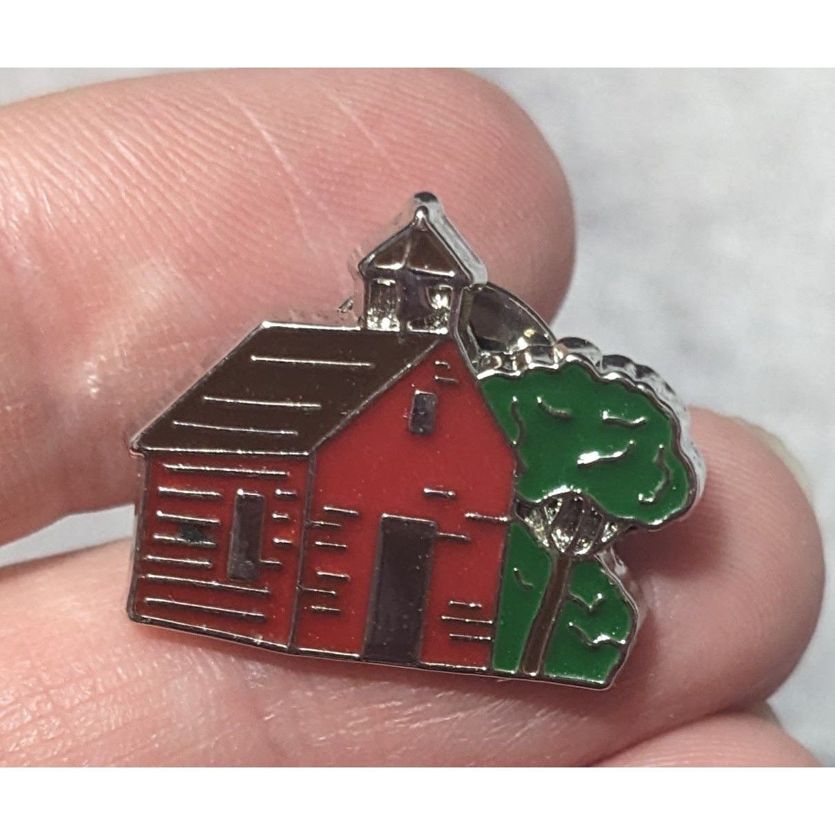 Other Retro Schoolhouse Barn Enamel Filled Silver Tone Lapel Pin Size ONE SIZE - 1 Thumbnail