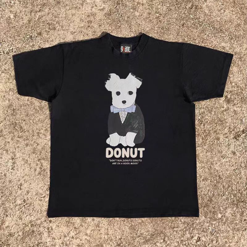 Japanese Brand × Vintage Black street washed cute puppy print tee Size US M / EU 48-50 / 2 - 1 Thumbnail