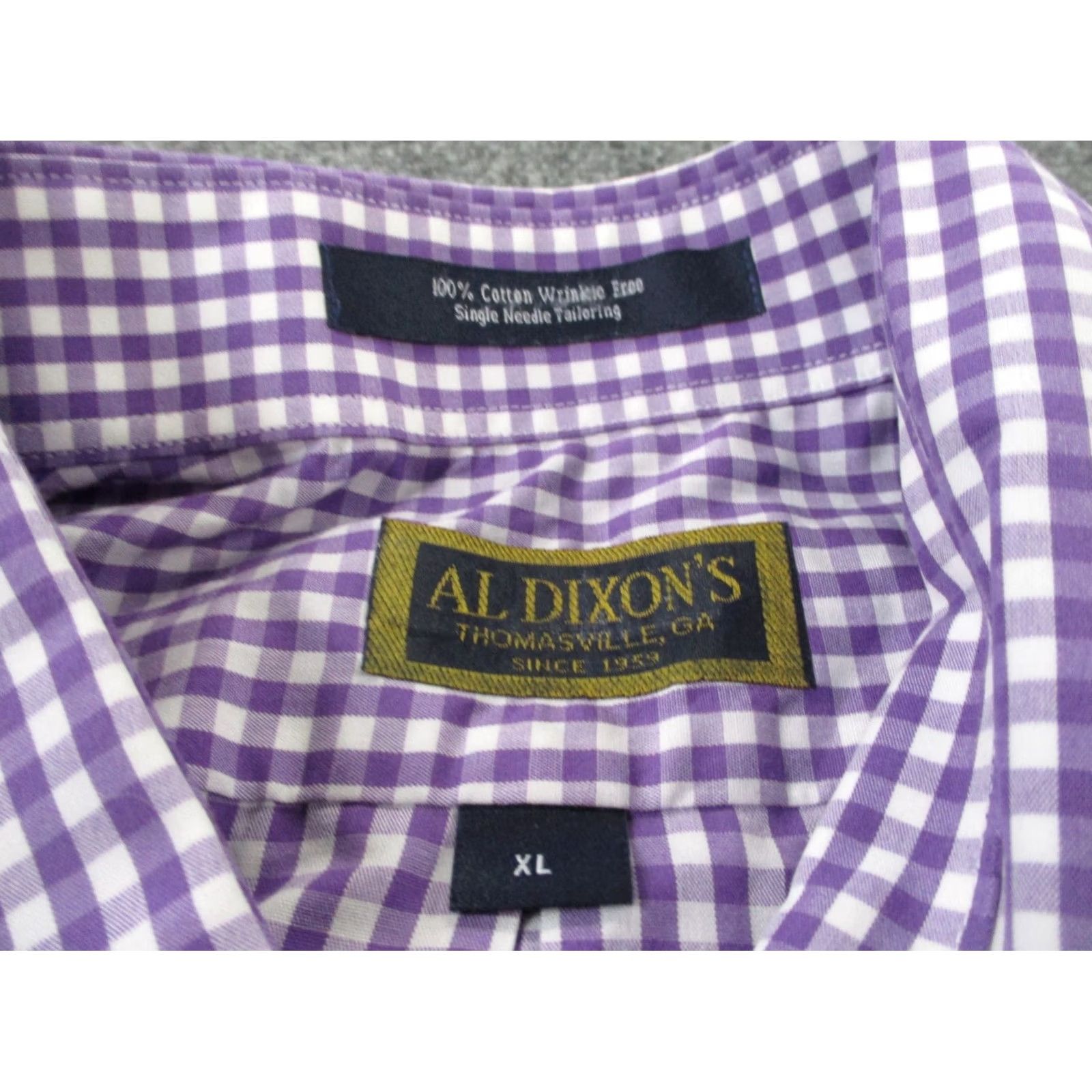 Logo 7 Al Dixons Shirt Mens XL Purple Plaid Button-Up Collared Long Sleeve White Space? Size US XL / EU 56 / 4 - 6 Thumbnail