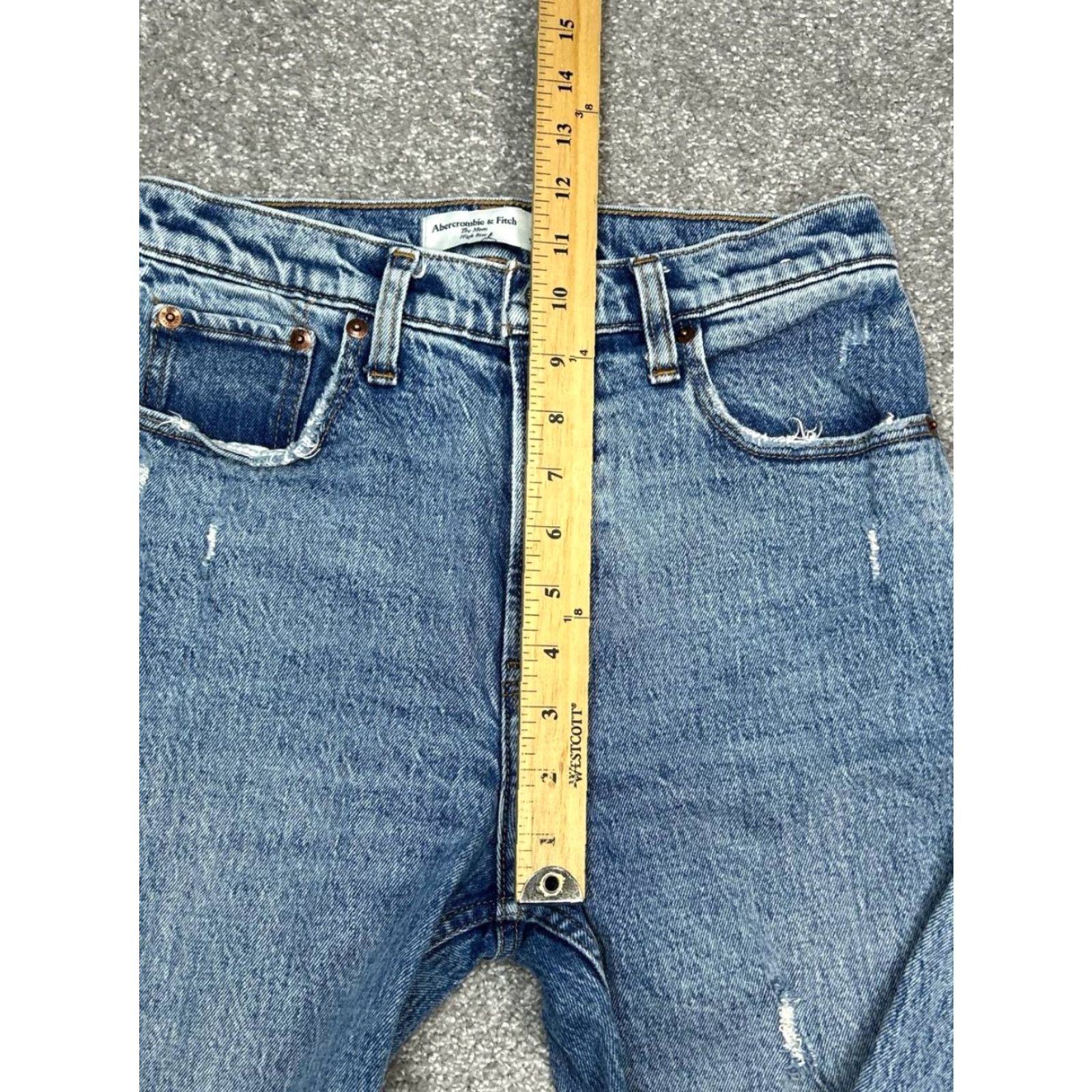 Abercrombie & Fitch Abercrombie & Fitch The Mom Jeans Womens 27 Blue Denim Distressed 5-Pocket High Rise Regular Fit Adult Size 27" / US 4 / IT 40 - 6 Thumbnail