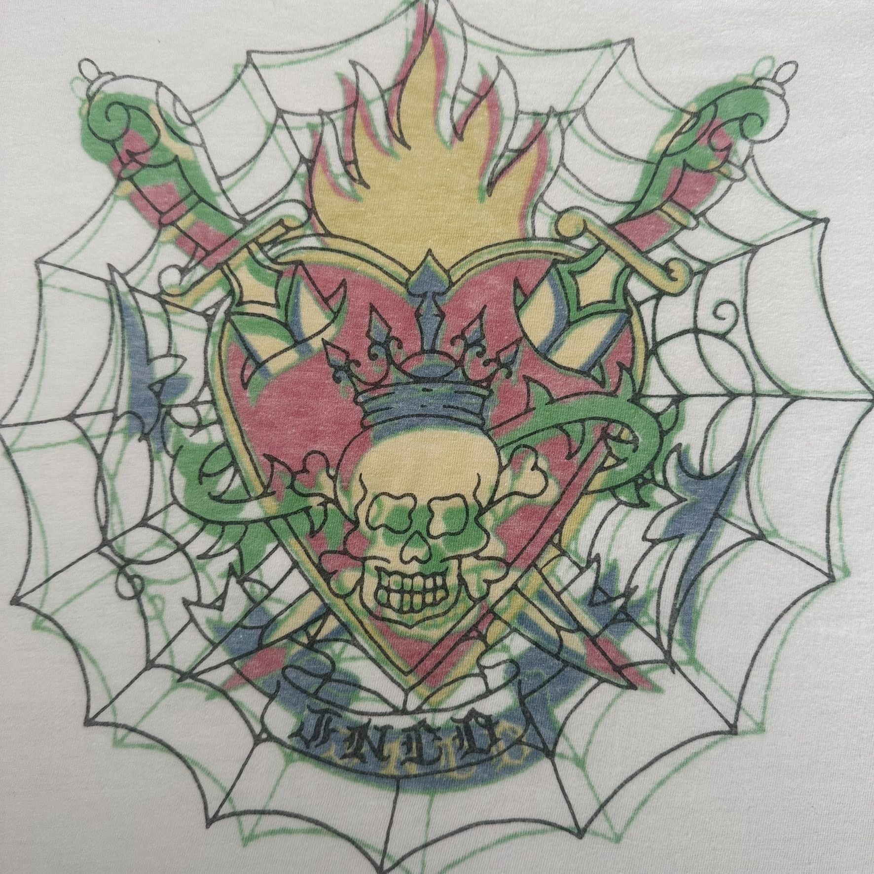 JNCO Vintage Y2K JNCO T-Shirt Flame Heart Skull Tattoo Skater Tee Size US L / EU 52-54 / 3 - 2 Thumbnail