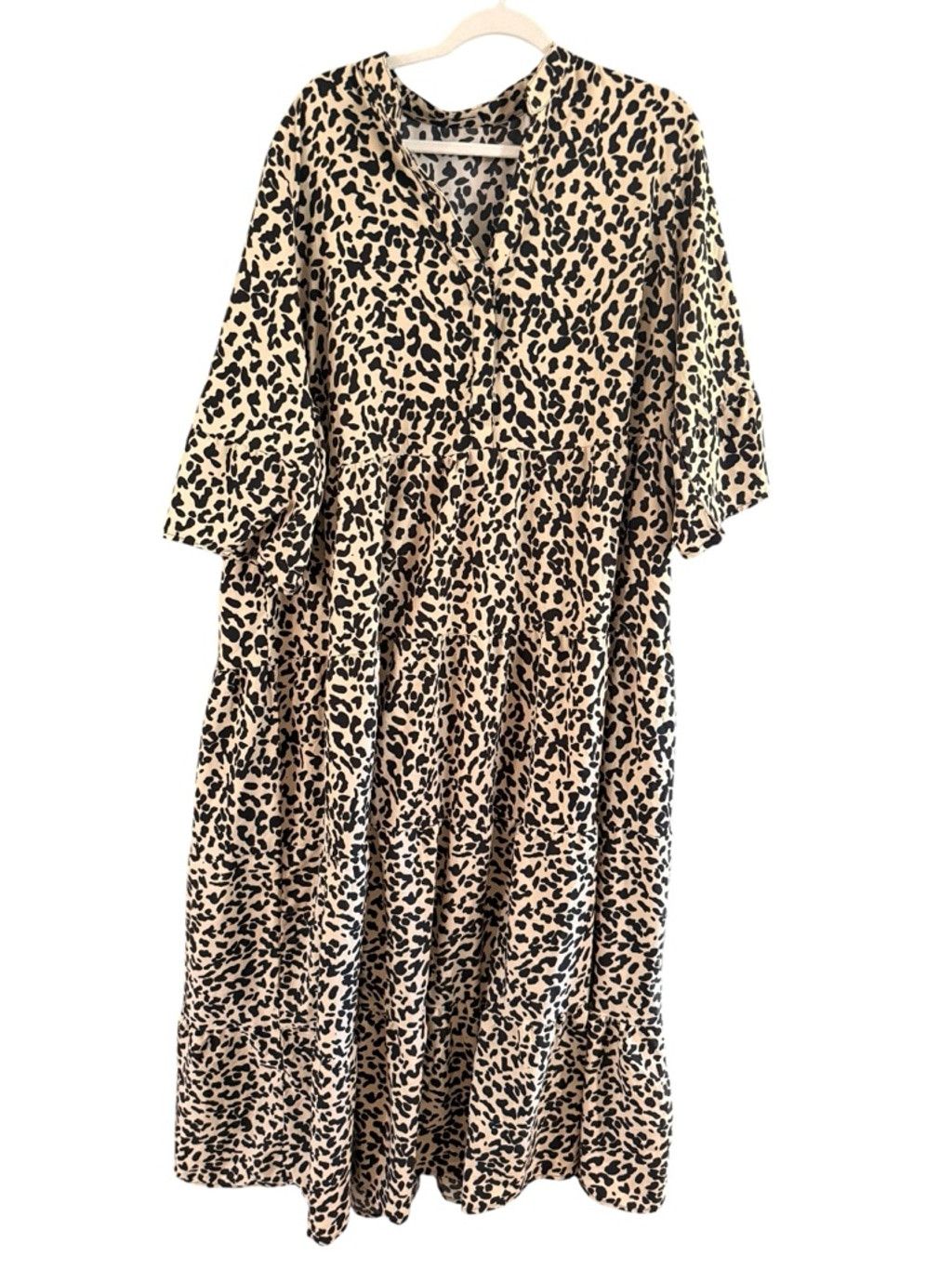 The Unbranded Brand Women's Unbranded Midi Dress Plus 3X Beige Black Leopard Pri Size 3XL / US 20-22 - 8 Thumbnail