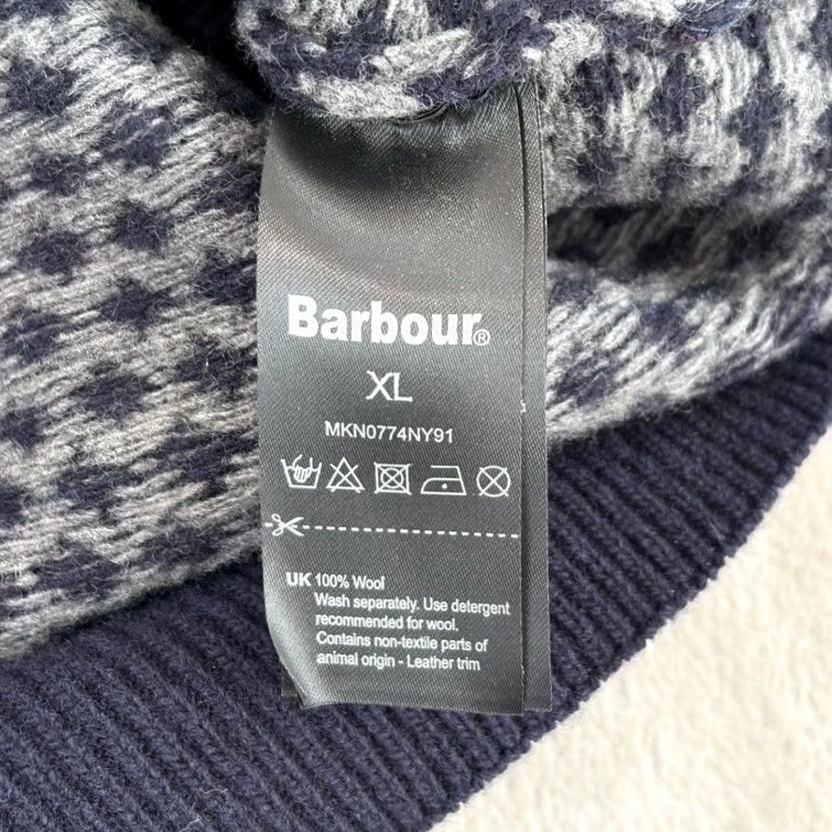 Barbour BARBOUR Sweater Jumper Navy Grey Geometric 100% Wool XL Men Pullover Turtleneck Knitted Knit Design Designer Modern Barbour Logo Size US XL / EU 56 / 4 - 5 Thumbnail
