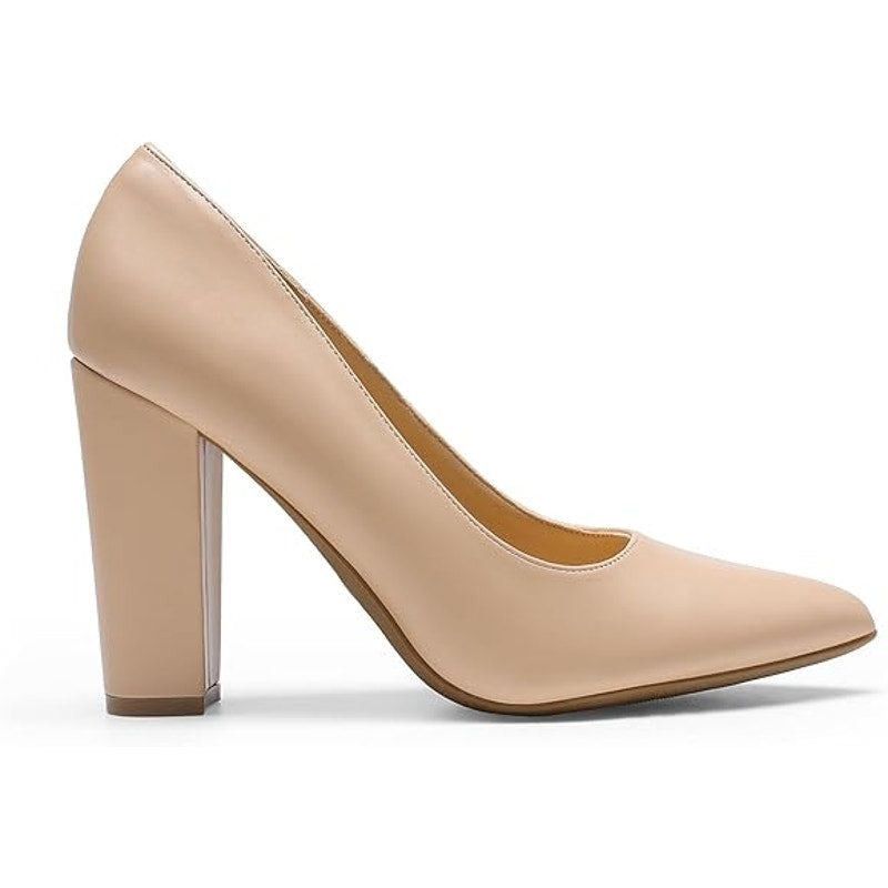 Other New Dream Pairs Women's 7.5 Tan Pointy Toe Block Heel Pumps Size US 7.5 / IT 37.5 - 2 Thumbnail