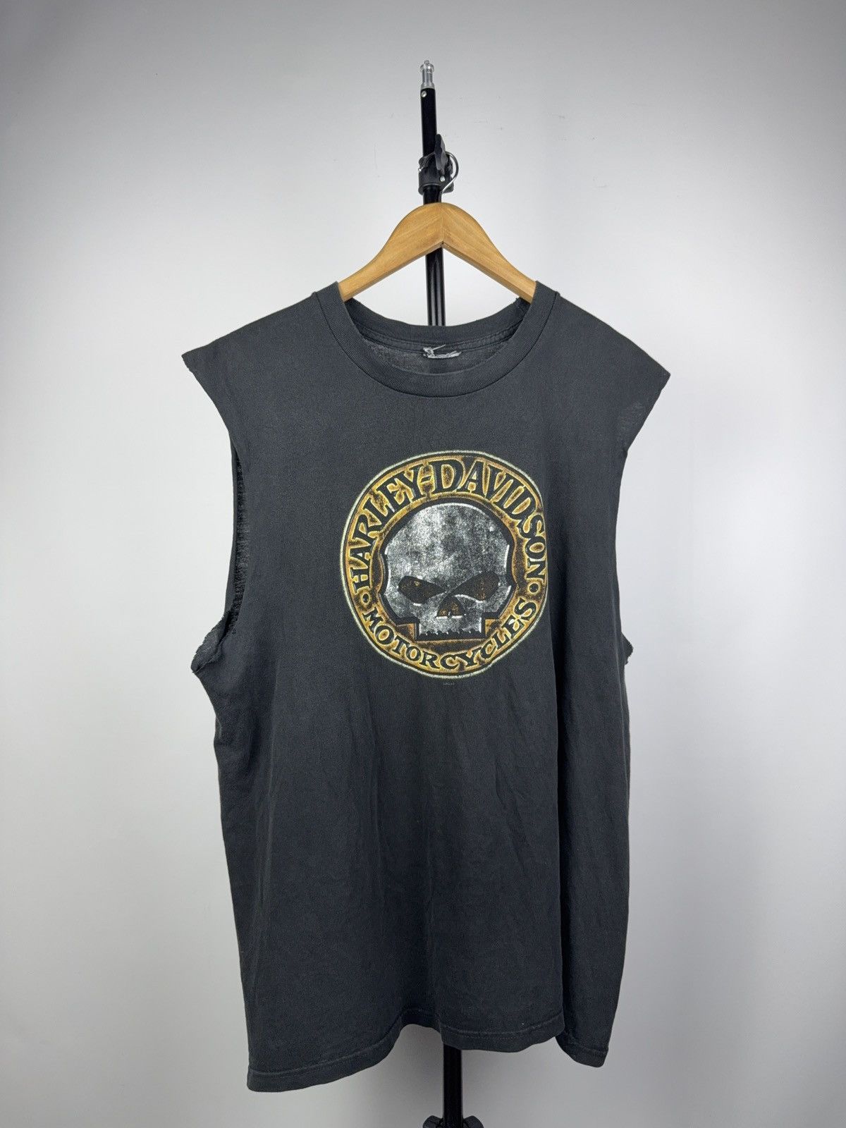 Harley Davidson 00s Harley-Davidson Skull Cutoff Tank Los Angeles VTG Tee Size US L / EU 52-54 / 3 - 1 Thumbnail