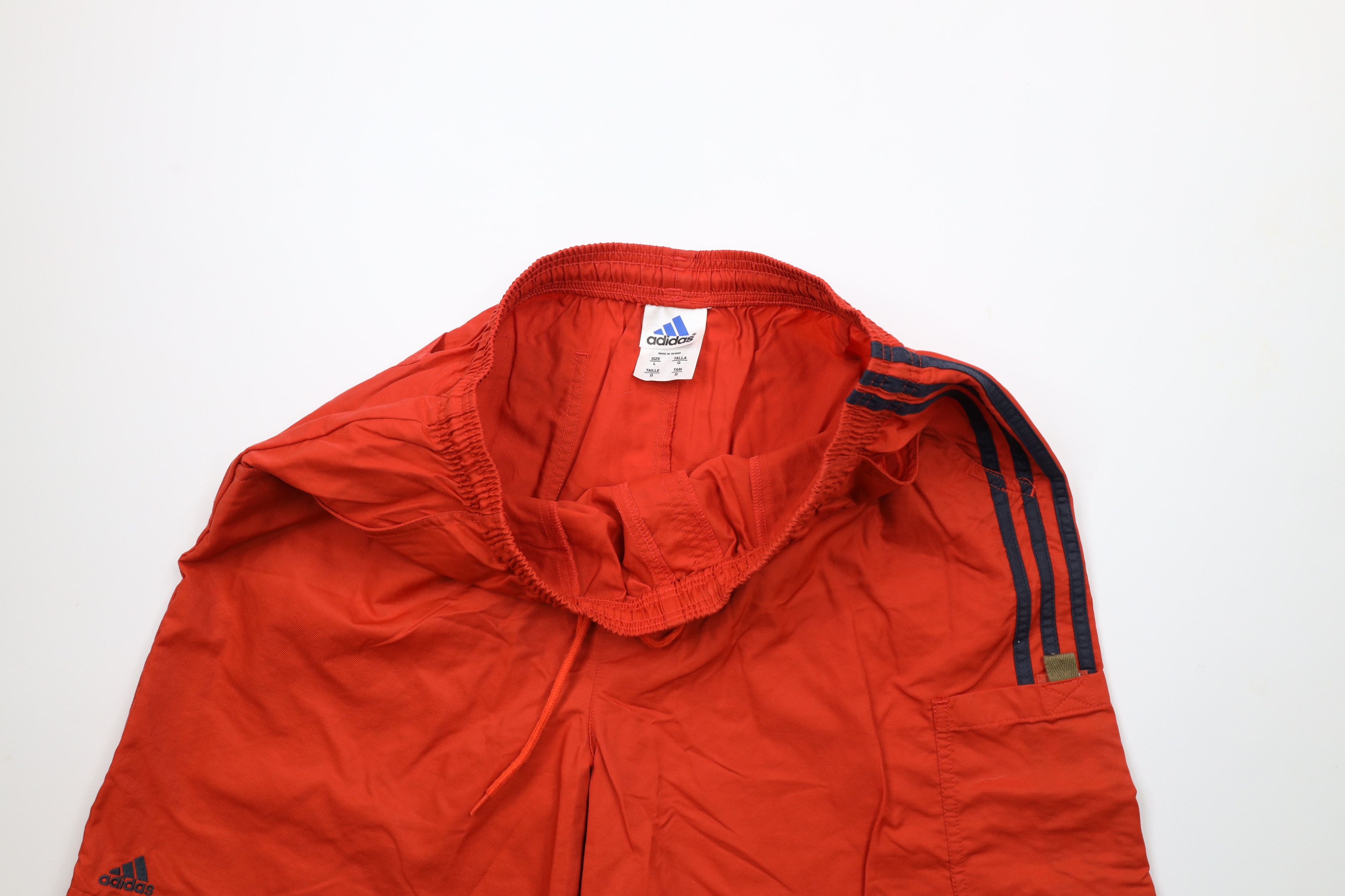 Adidas × Vintage Vintage 90s Adidas Striped Above Knee Shorts Orange Nylon Size US 34 / EU 50 - 8 Thumbnail