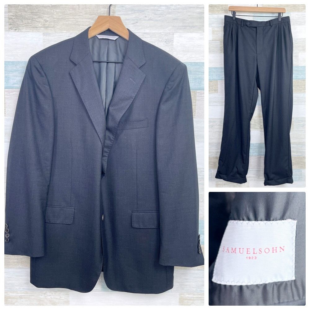 Samuelsohn Samuelsohn Wool Beckett Super 150s Suit Charcoal Mens 42R Size 42R - 1 Thumbnail