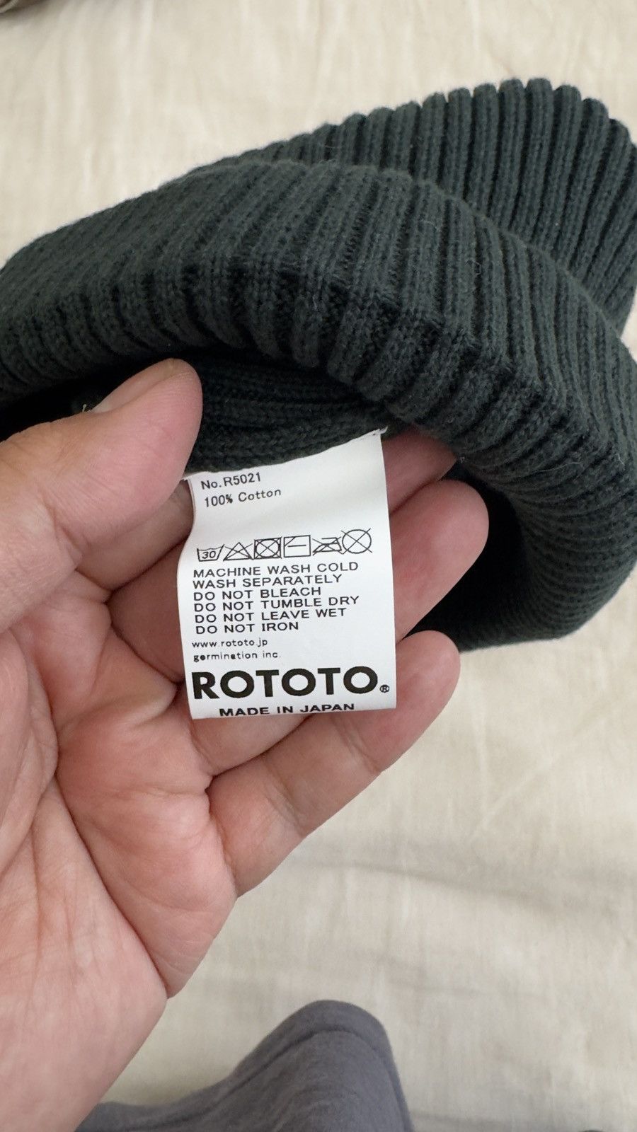 ROTOTO Cotton Roll-Up Beanie - Forest Green Size ONE SIZE - 2 Thumbnail