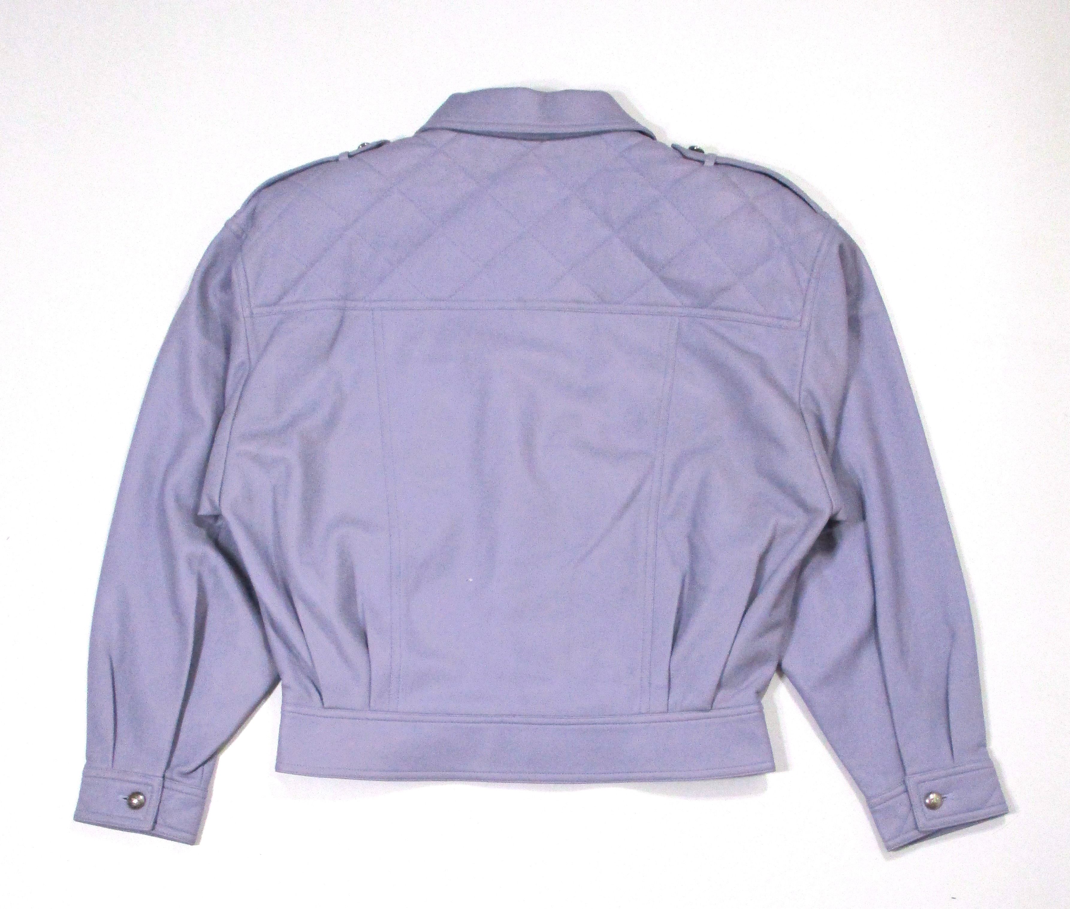 Courreges × Vintage Faux Leather Cropped Jacket Embossed Logo Button Size L / US 10 / IT 46 - 2 Thumbnail