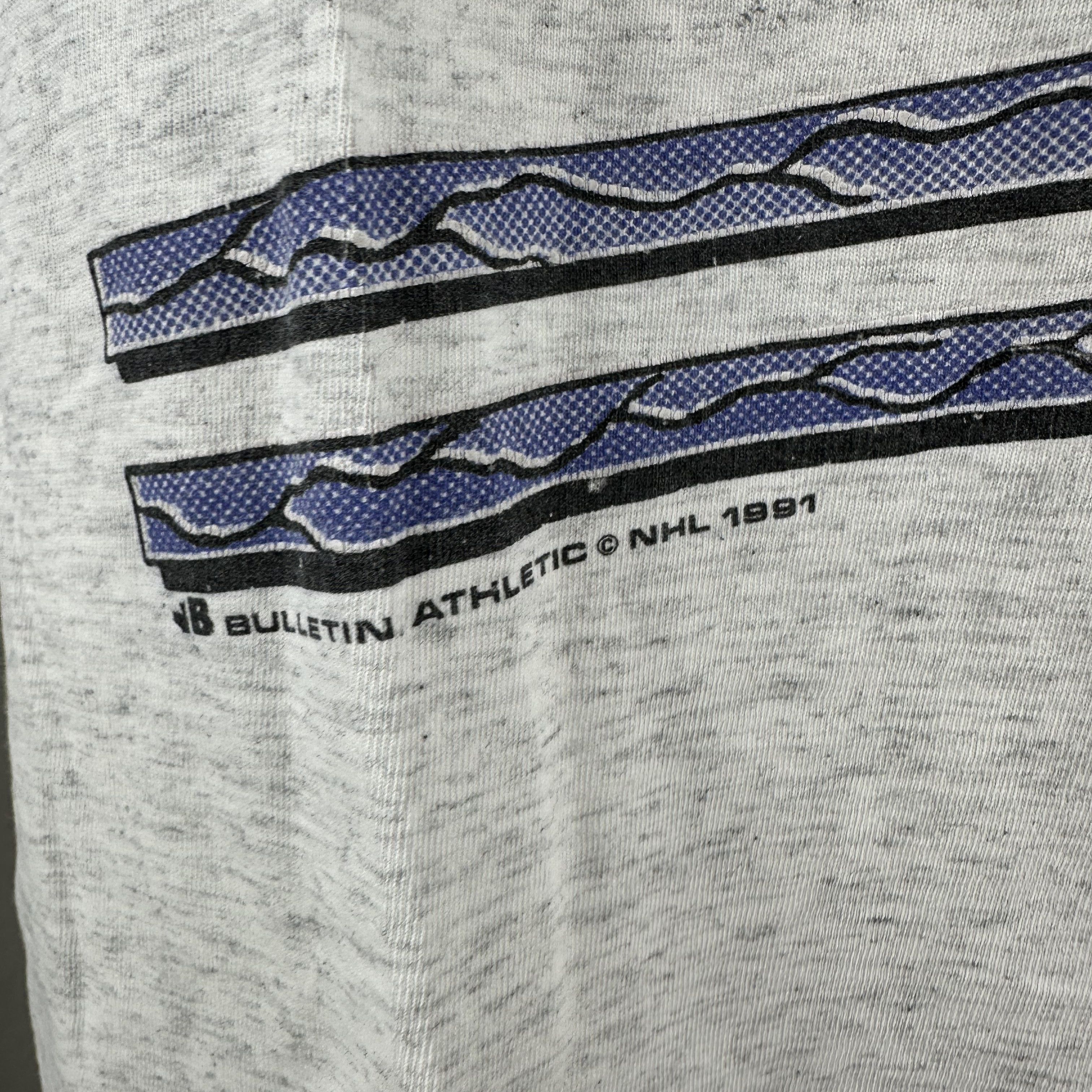 Vintage 1991 Edmonton Oilers Bulletin Athletic NHL AOP T-shirt Size US XL / EU 56 / 4 - 6 Thumbnail