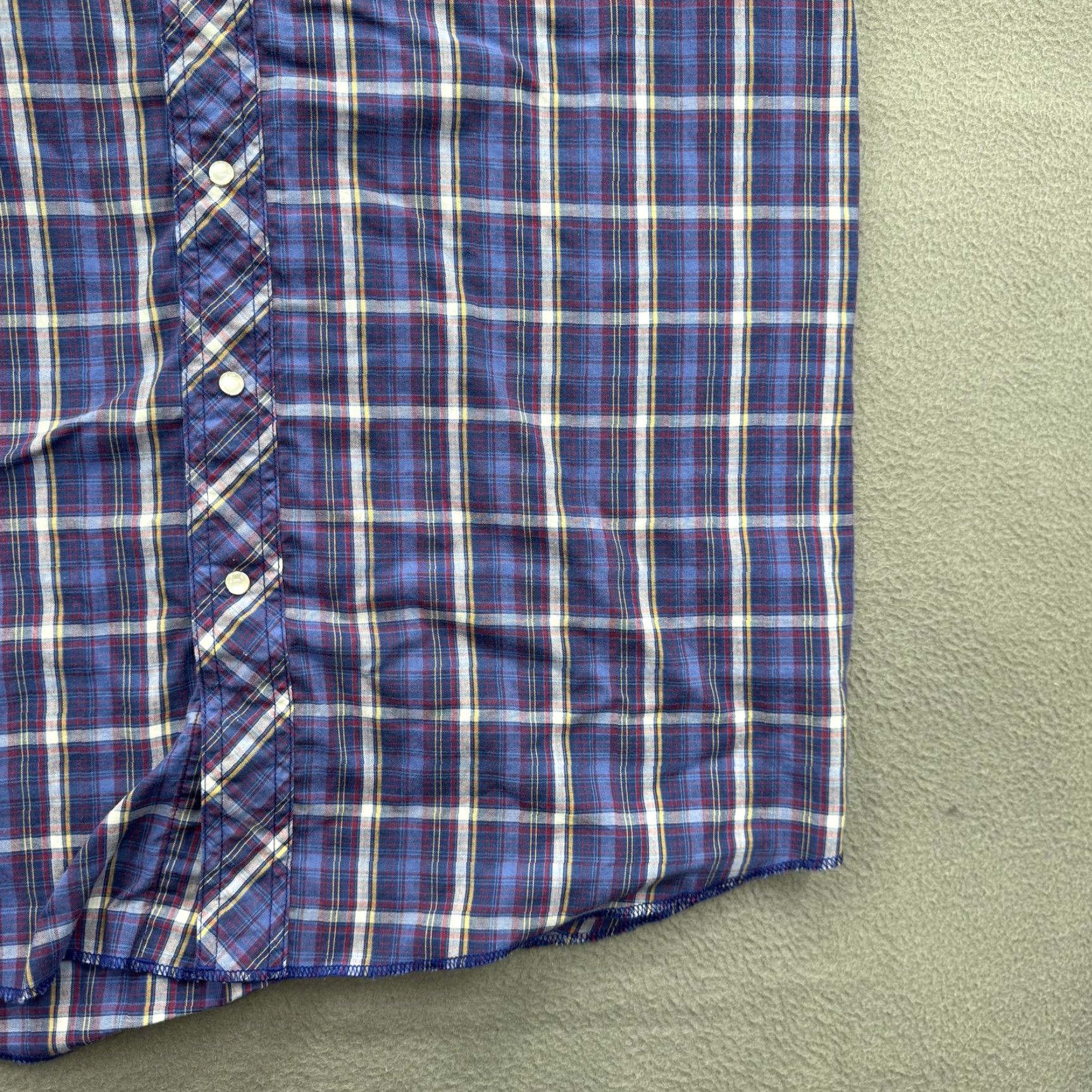 Wrangler Wrangler Shirt Mens XL Blue Plaid Western Pearl Snap Short Sleeve Casual Cowboy Size US XL / EU 56 / 4 - 7 Thumbnail