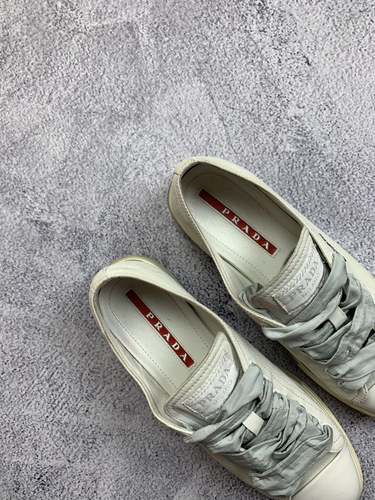Prada Prada White Leather Sneakers Women Size 37 Size US 6.5 / IT 36.5 - 16 Thumbnail