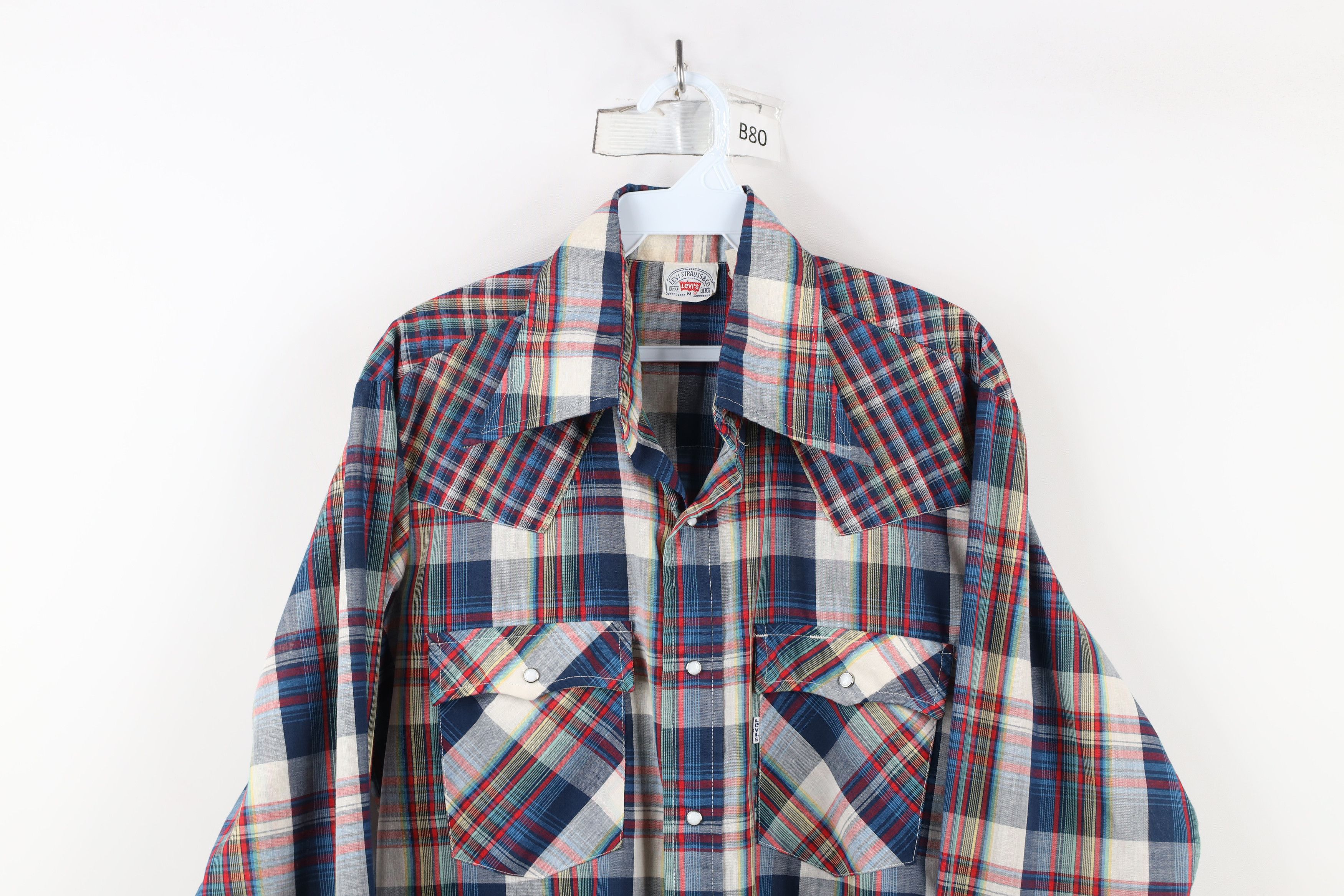 Levi's × Vintage Vintage 70s Levis Western Button Collared Shirt Plaid USA Size US M / EU 48-50 / 2 - 2 Thumbnail