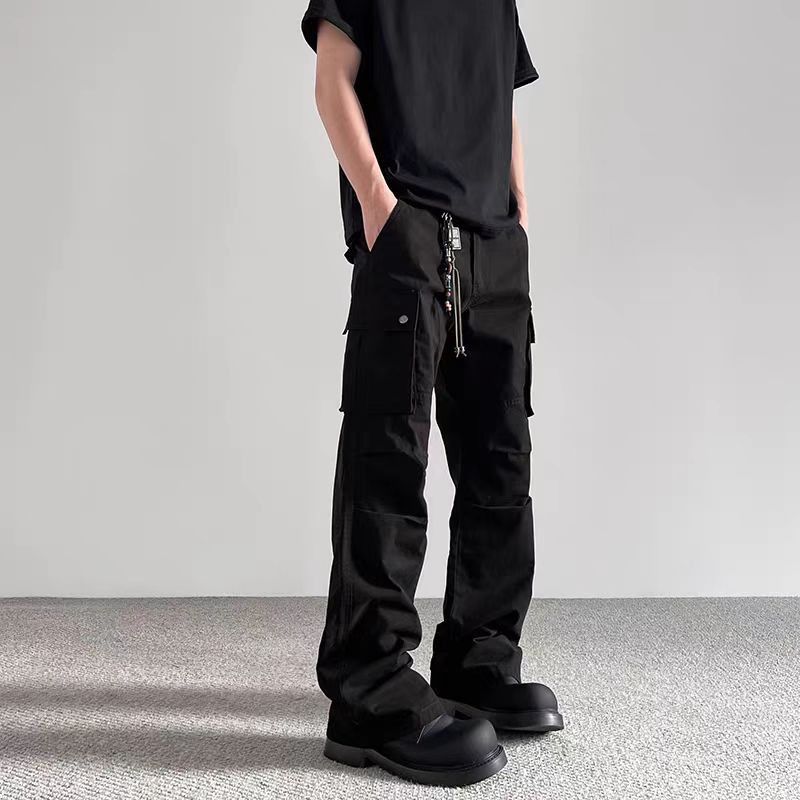 Jean Black Street-Style Pleated Paratrooper Work Pants Size US 32 / EU 48 - 3 Thumbnail
