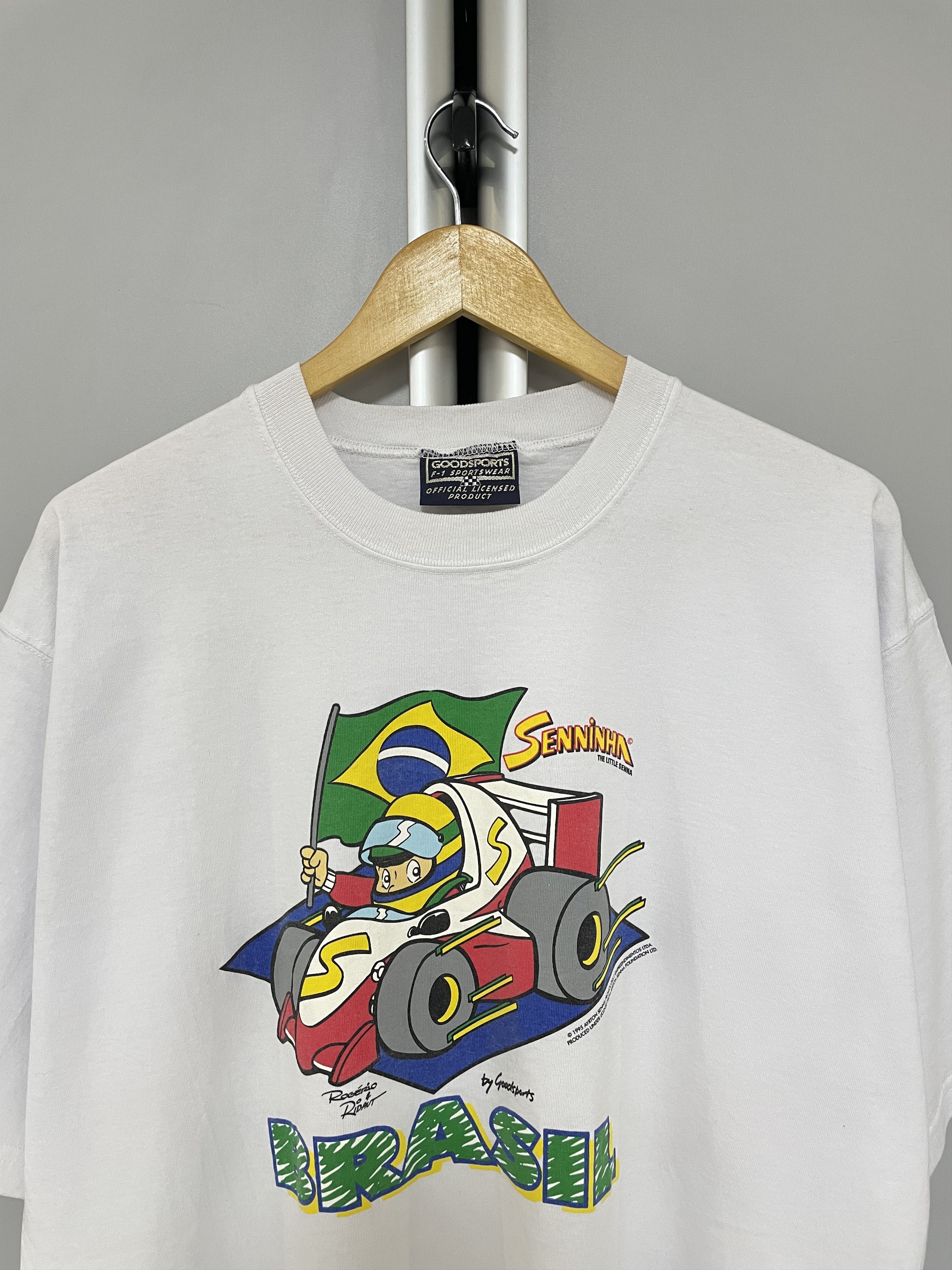 Formula 1 SENNINHA BRASIL F1 Ayrton Senna 1995 Vintage T-Shirt Tee Size US XL / EU 56 / 4 - 5 Thumbnail