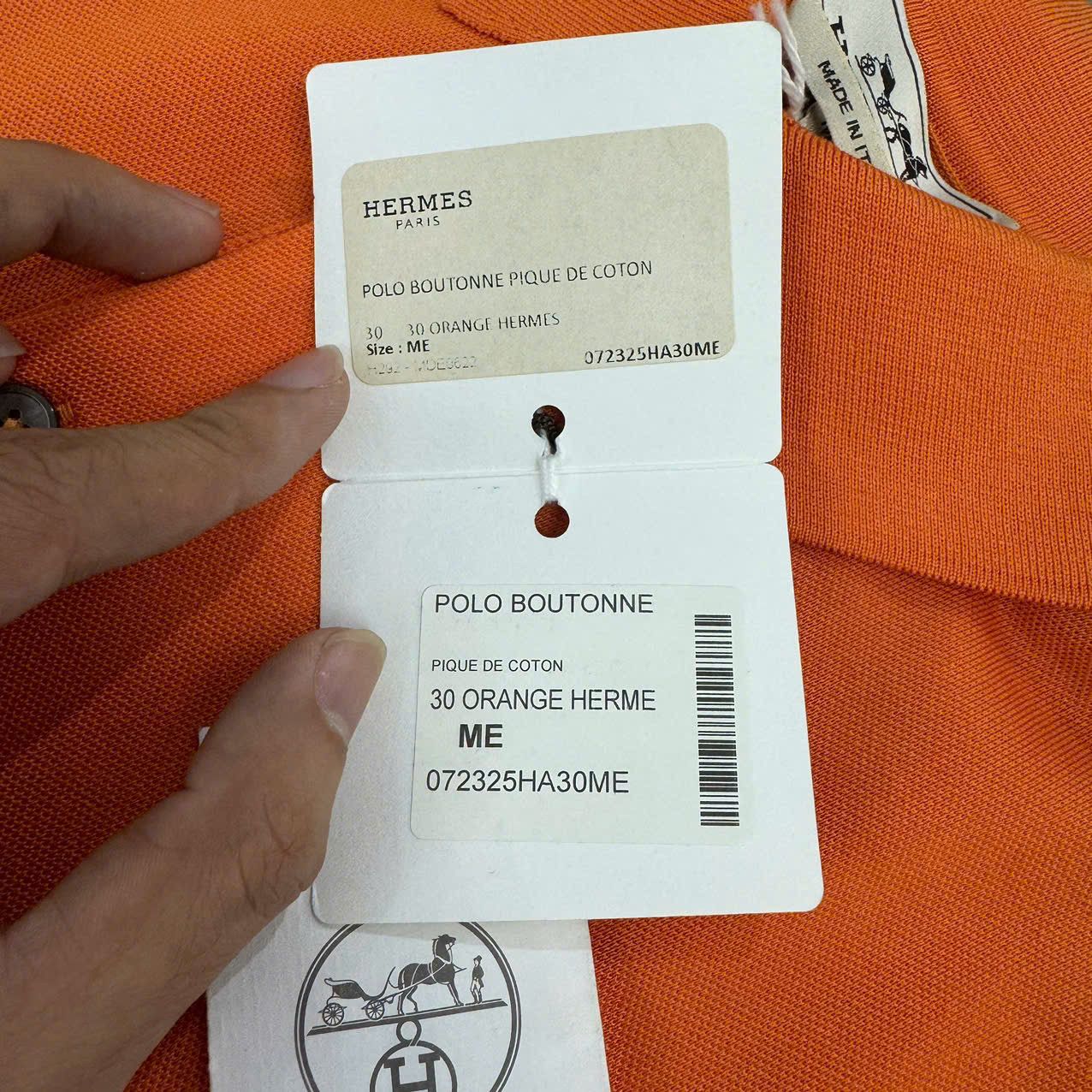 Hermes HERMES H embroidered buttoned polo shirt Orange Size US M / EU 48-50 / 2 - 5 Thumbnail