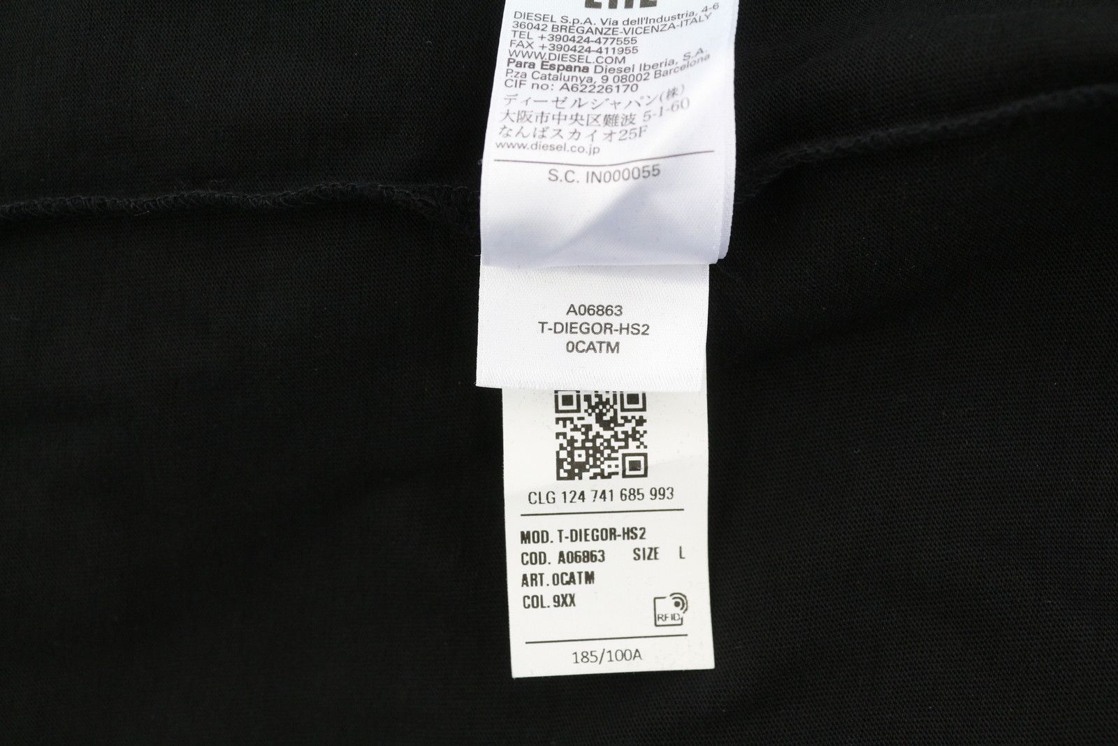 Diesel T-DIEGOR-HS2 L Black Crew Tricot T-Shirt 41188 Size US L / EU 52-54 / 3 - 8 Thumbnail