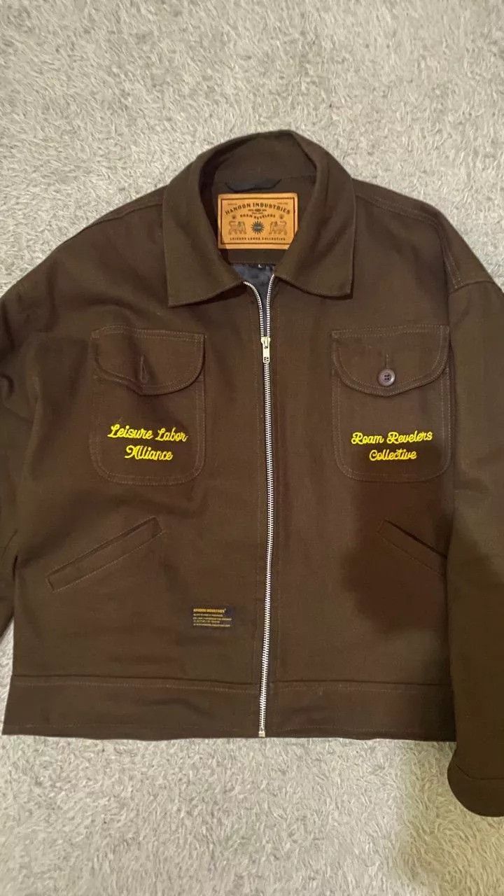 Vintage Work Jacket Boxy Fit Brown Fuelo Script - Hanoon Industries Size US L / EU 52-54 / 3 - 1 Thumbnail