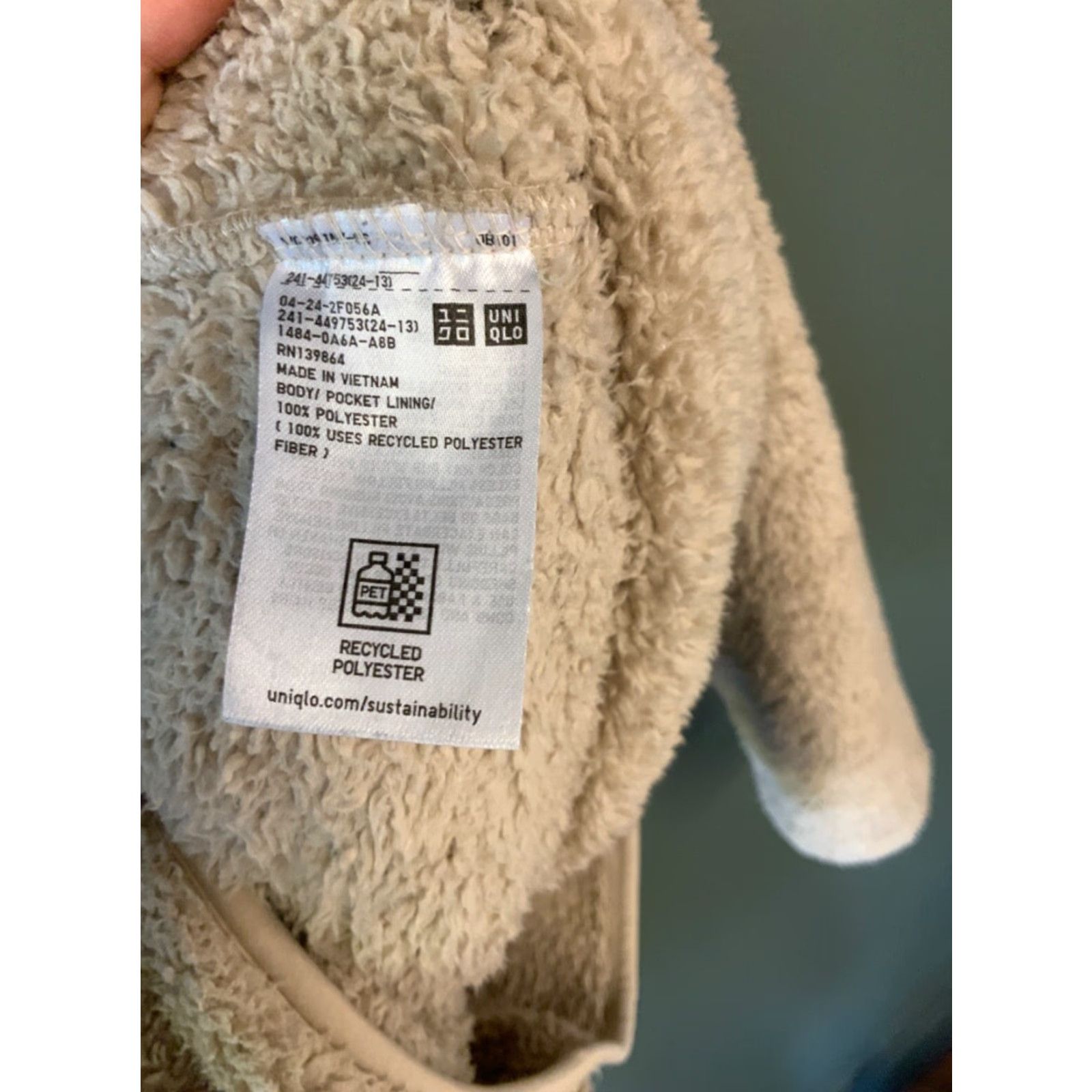 Uniqlo VINTAGE Uniqlo Jacket Womens Medium Beige Sherpa Fleece Zip Casual Soft Cozy Size M / US 6-8 / IT 42-44 - 4 Thumbnail